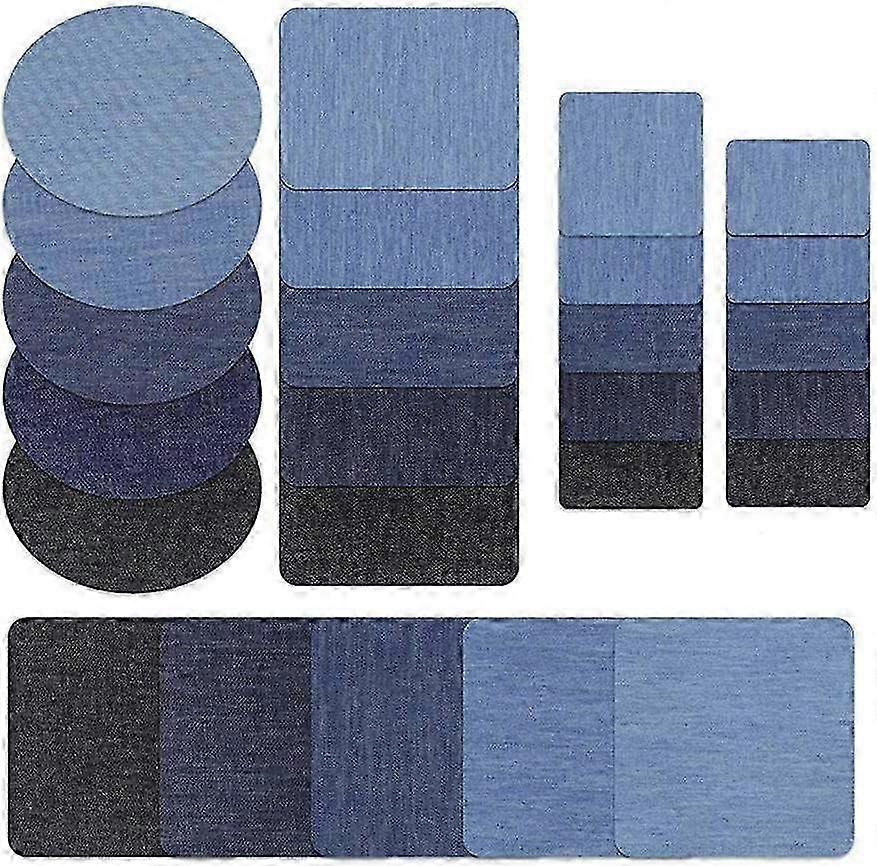 25-Piece Denim Cotton Patch Iron-On Repair Kit - Essential for Quick Fixes & Creative DIY Projects