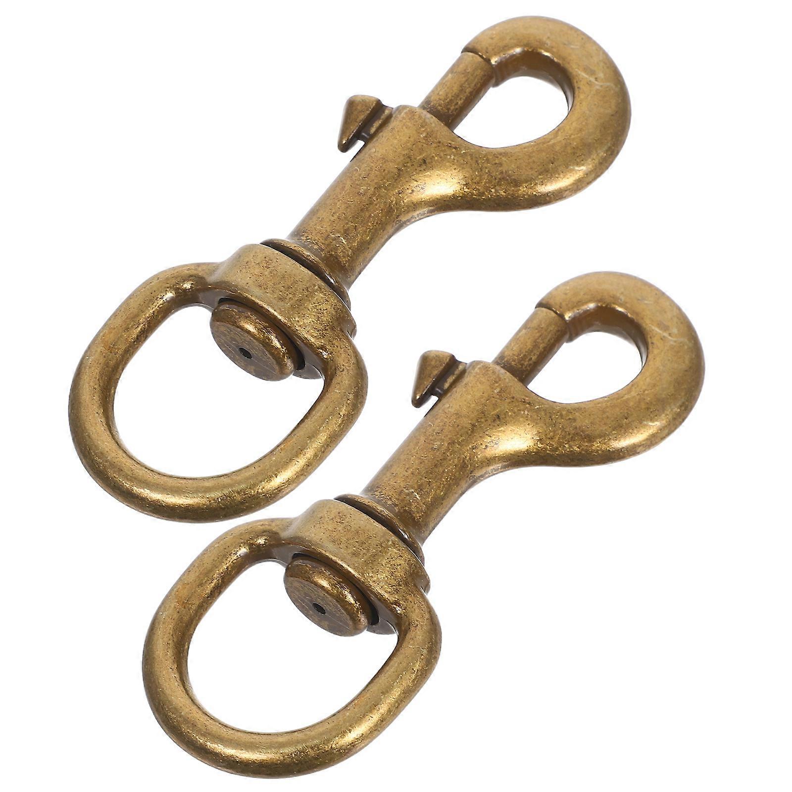 2pcs Pet Collar Spring Hooks with Swivel Joints Traction Rope Alloy Buckle Harness Accessories for Dogs Cats (Bronze)