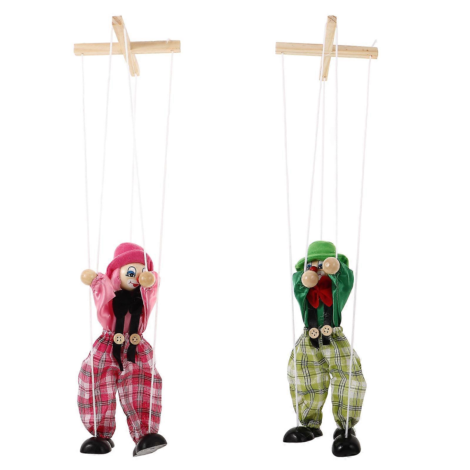2Pcs Pirate Marionette Puppet for Kids Interactive Toy Reusable Wood Fun Puppet Theater Assorted Color