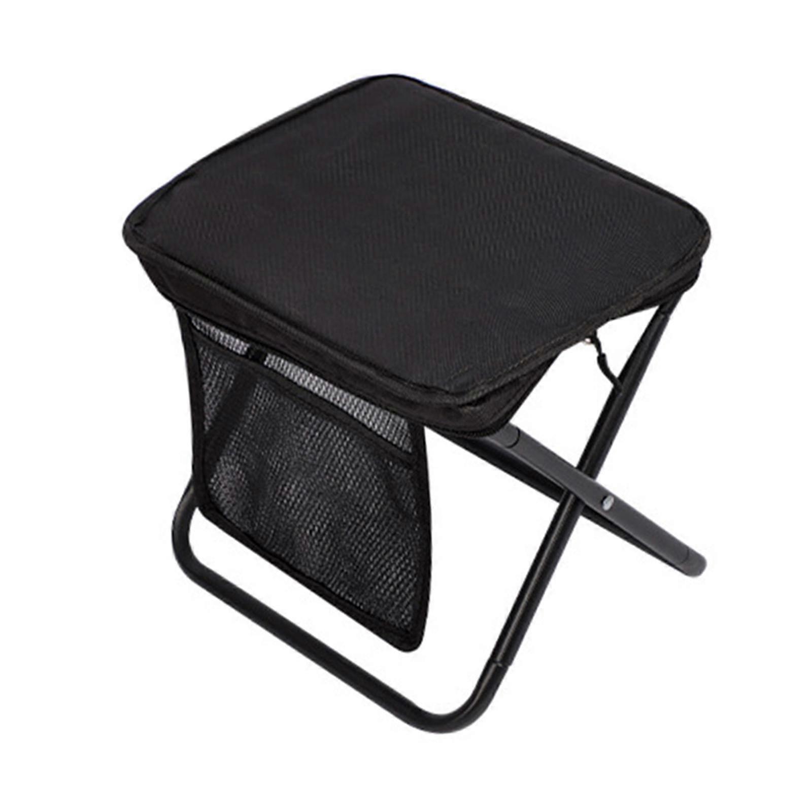 Folding Camping Stool Footstool with Side Pocket Multipurpose Small Foldable