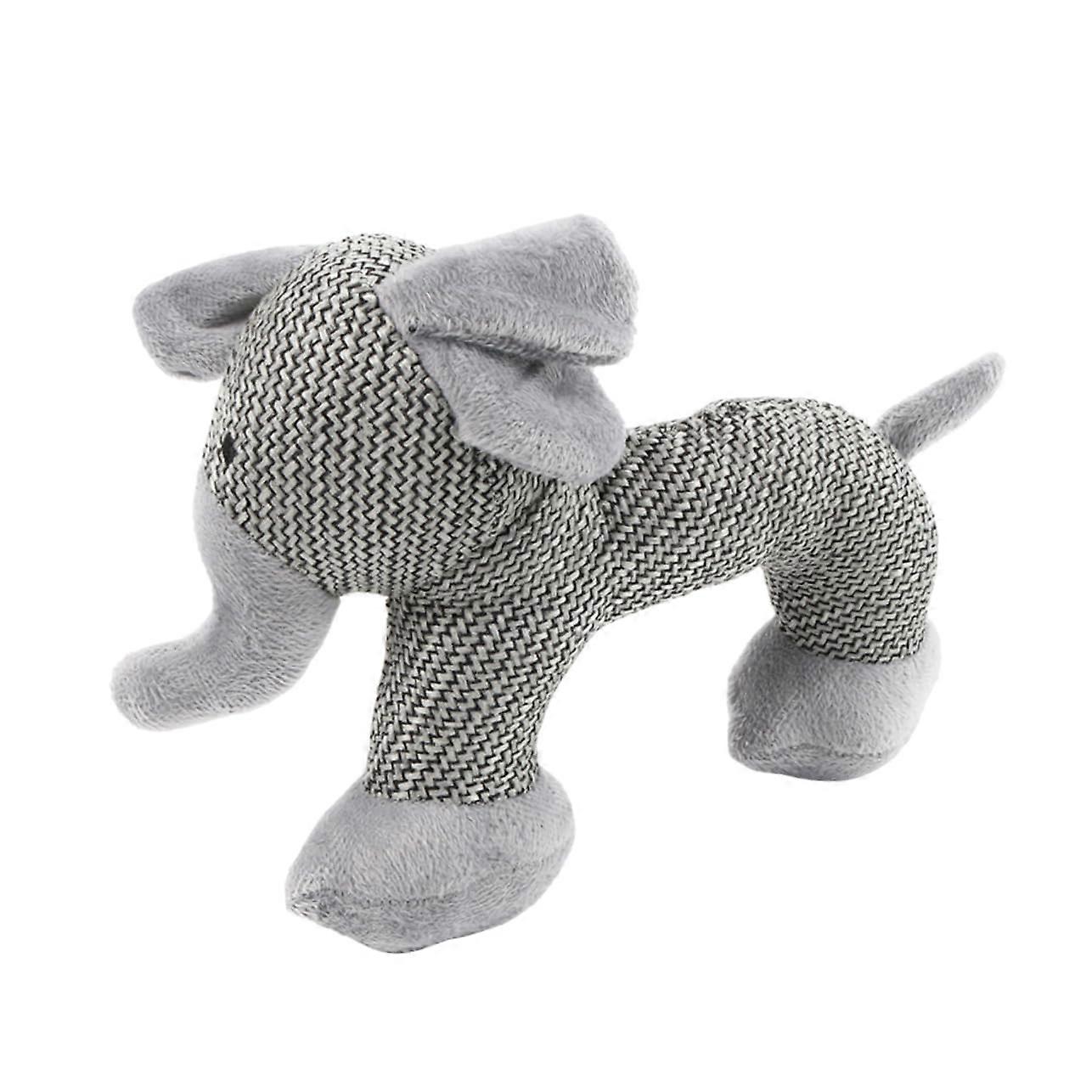 Plush dog toy with squeaker, pet toy for puppies, durable noisemaking chew toy for teething and boredom.