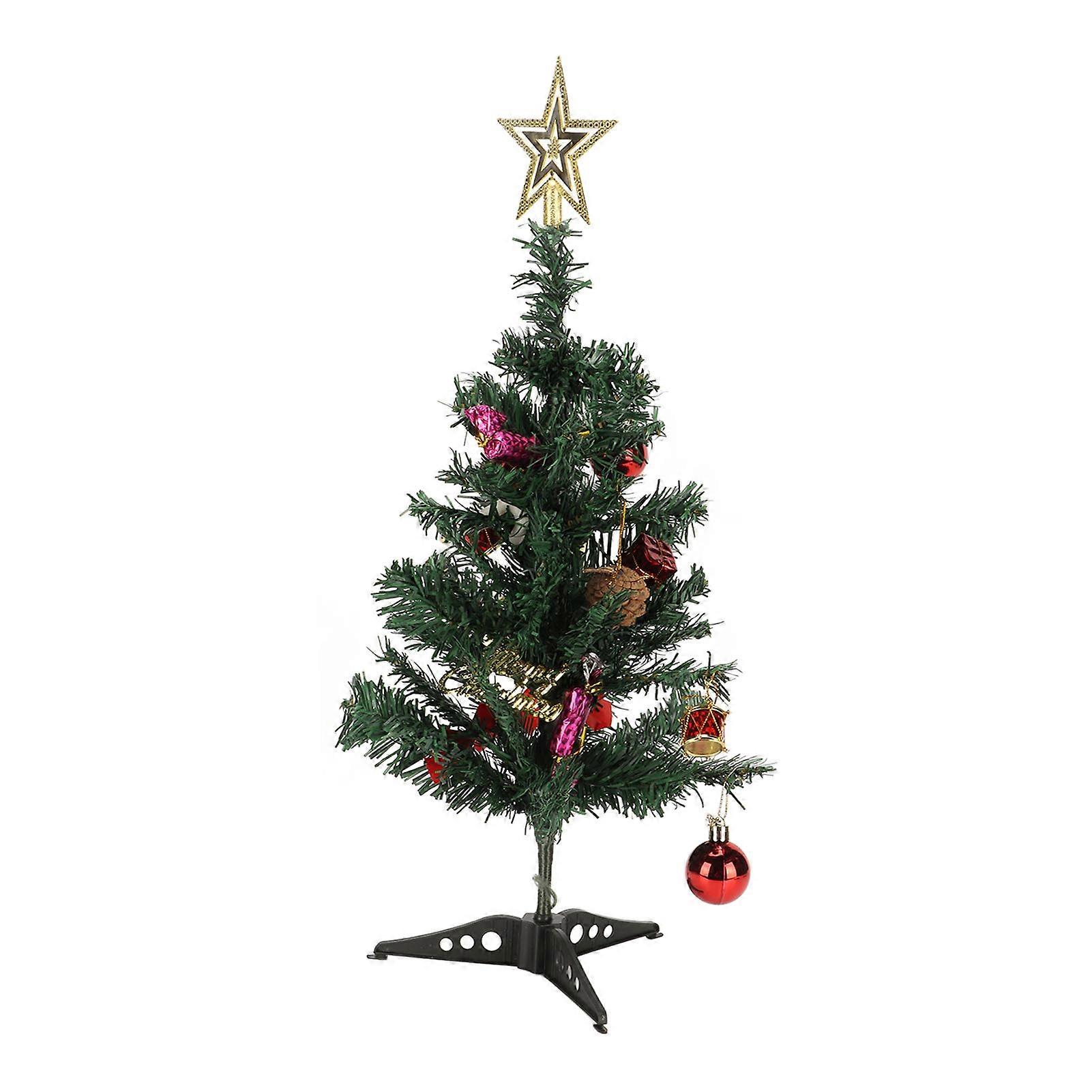 19.7inch Tabletop Christmas Tree Mini Artificial Decorated Christmas Tree Set with LED Light 