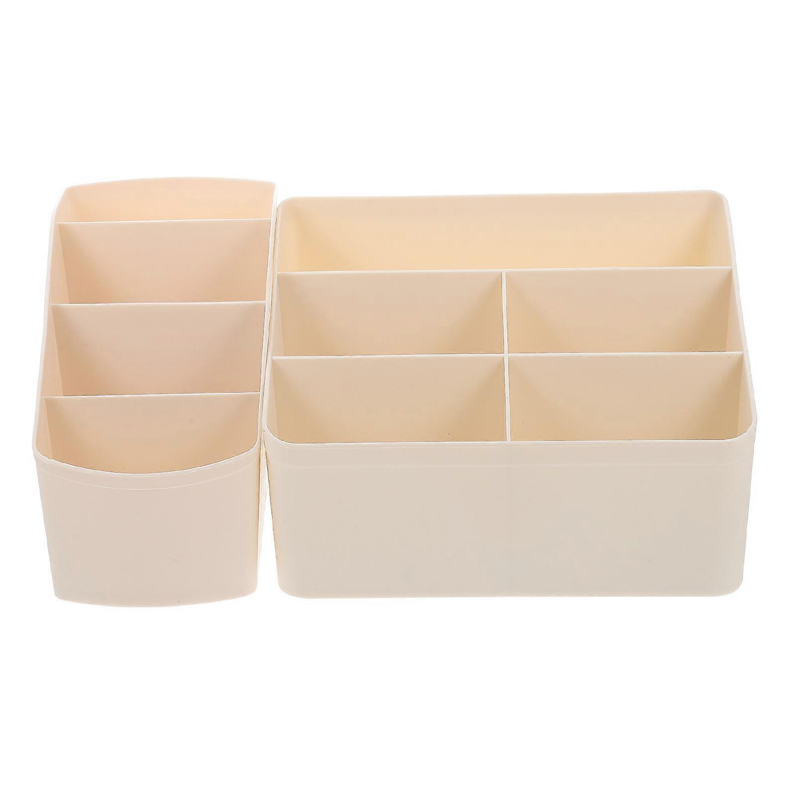 Compartment Organizer 2Pcs Makeup Items Storage For Toilets Bedrooms With Upright Item Storage In Stylish Beige Design