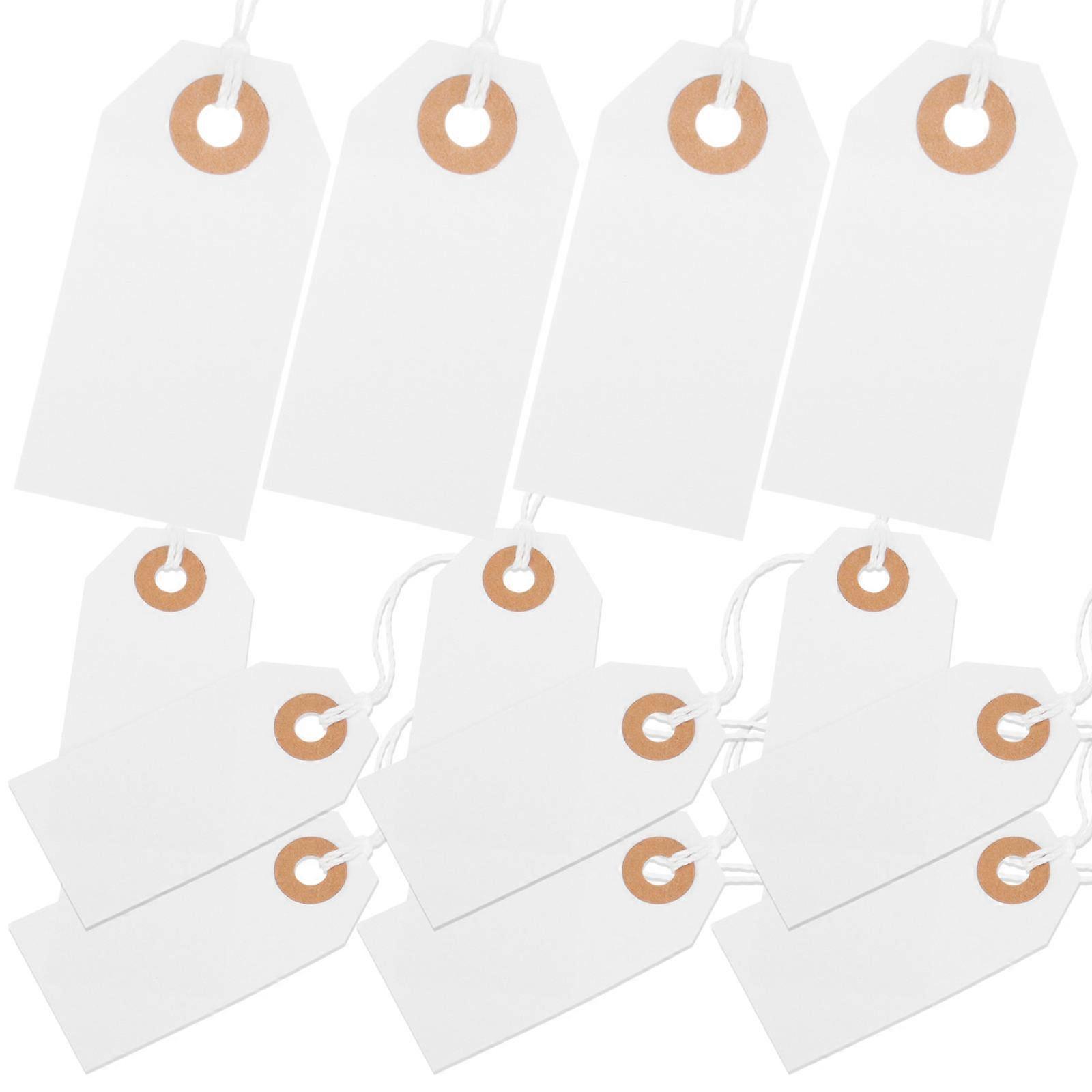100Pcs Blank Paper Hanging Tags with String and Hole for Jewelry Clothing Small Business