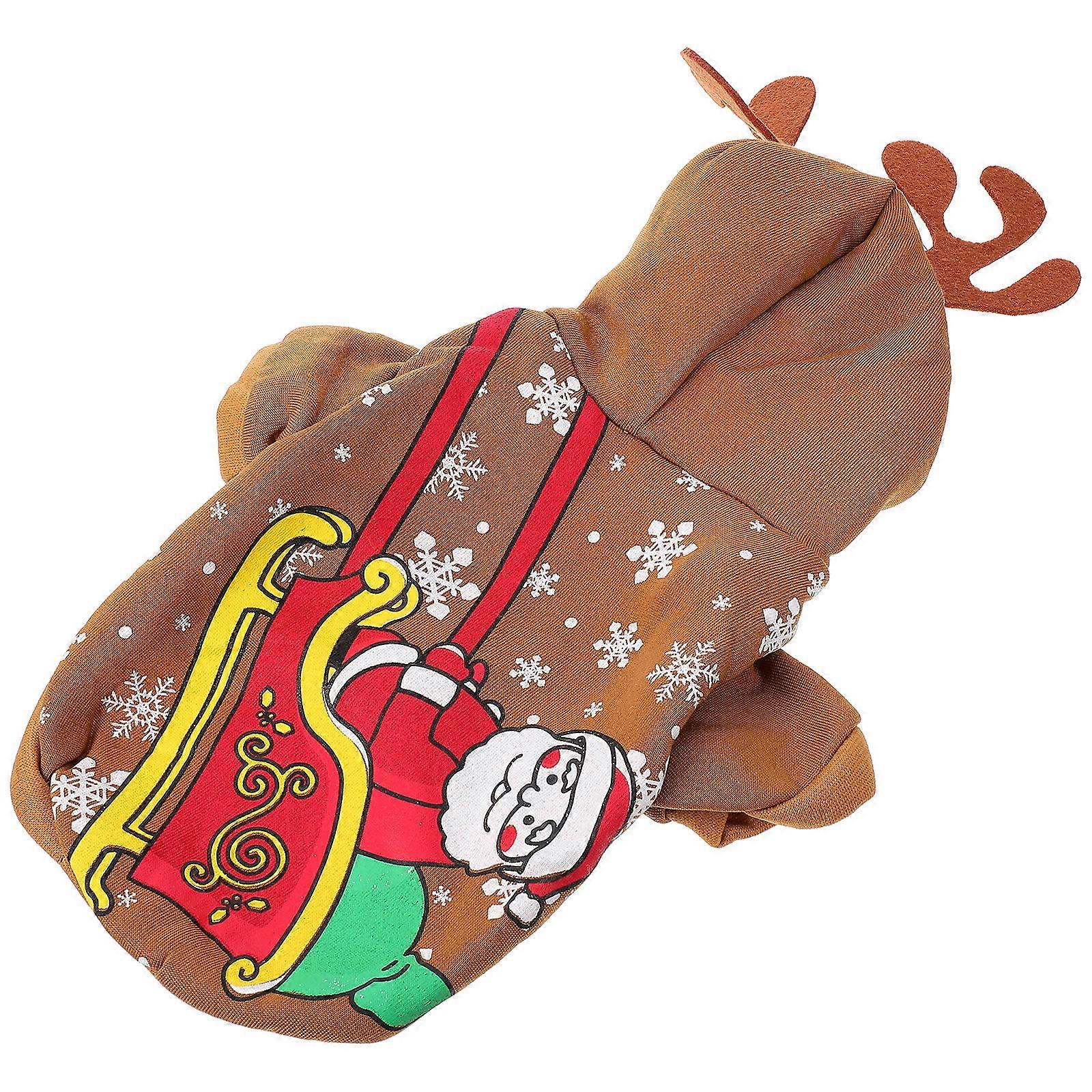 Christmas Theme Pet Dog Costume Funny Apparel For Small Pets In Brown Color Made Of Cotton Cloth 1Set