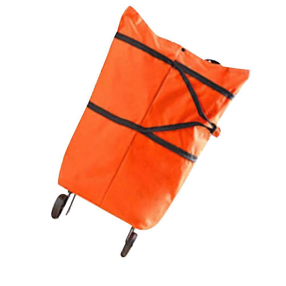 Grocery Cart On Wheels 1Pack Multipurpose Shopping Trolley For Adults In Orange Color Ideal For Laundry And Beach Play With Foldable Function