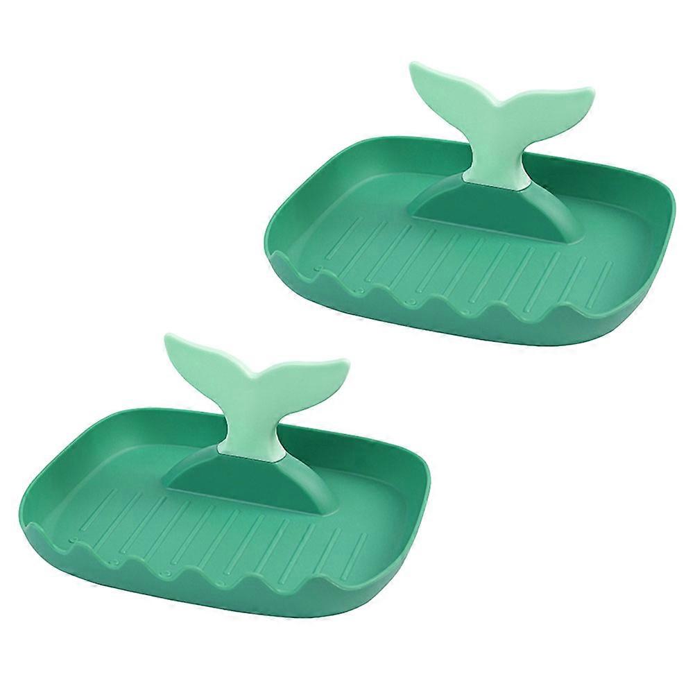 Pot Pan Lids Holder Green Plastic Container Whale Tail Shape Kitchen Utensils Storage 2Pcs