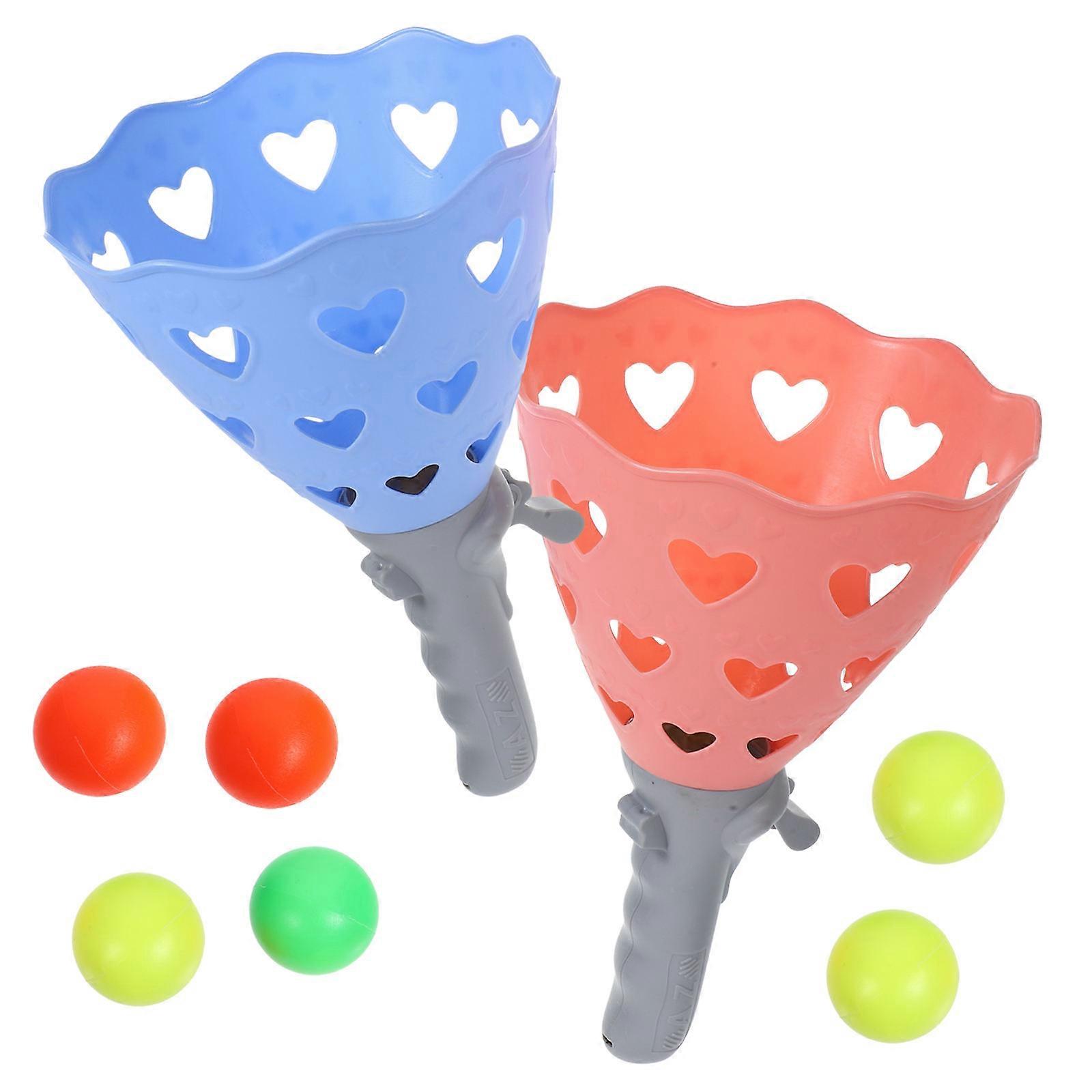 1 Set of Children Catch Ball Game Basket with Balls Funny Catch Launcher Baskets Balls Toys Outdoor Toys