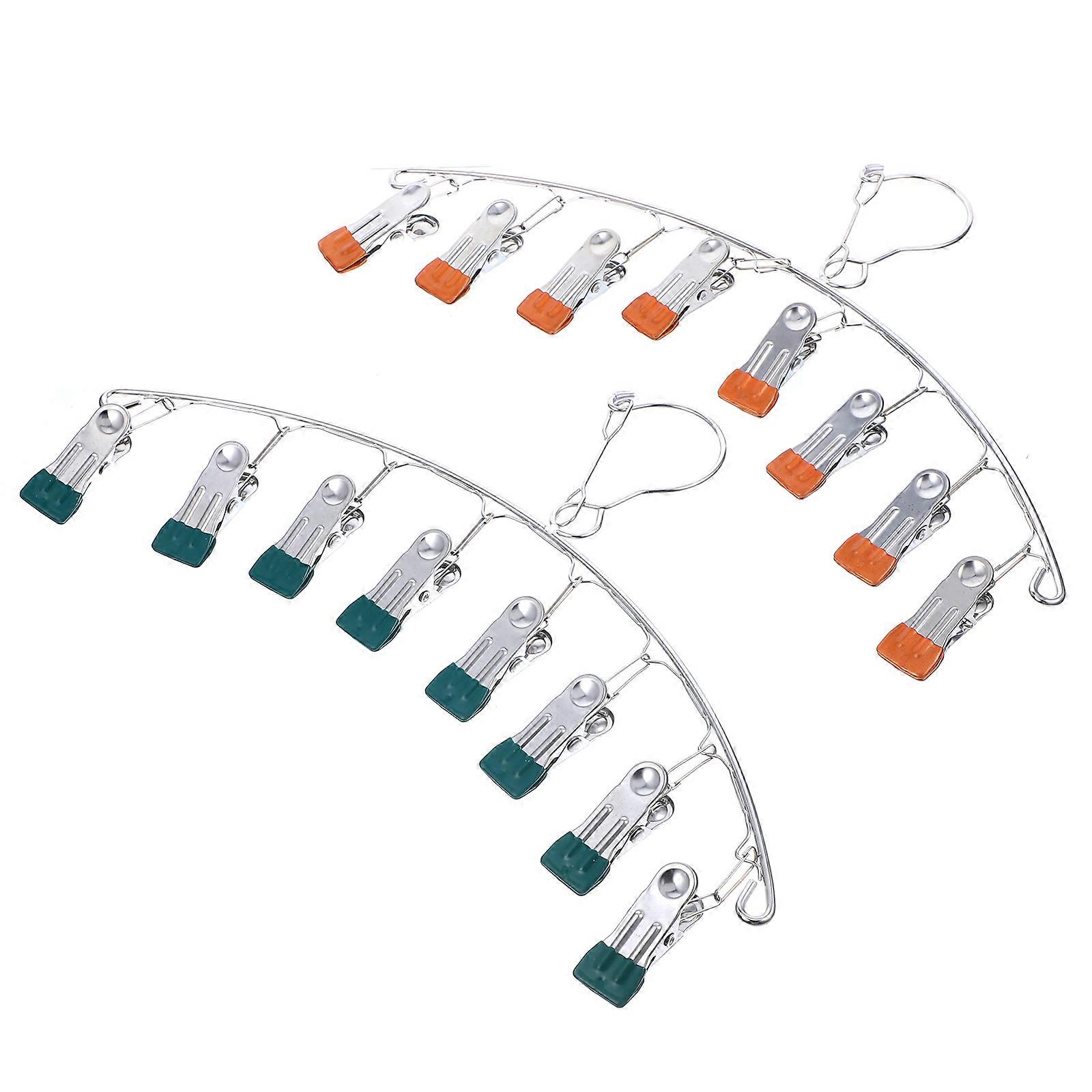 Assorted Color Sock Clip Hanger with Stainless Steel Clips for Drying Clothes and Saving Space 2pcs
