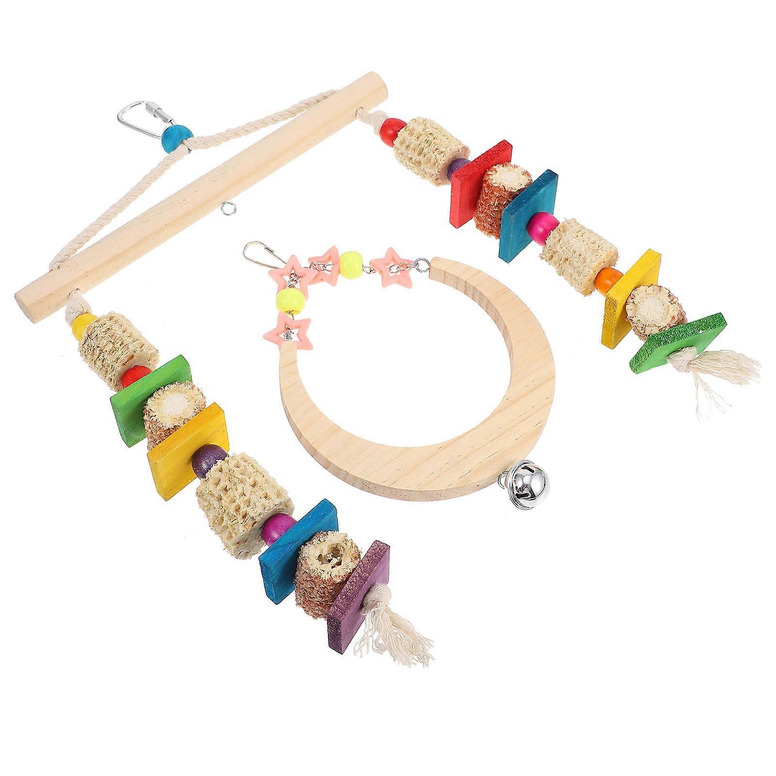 Interactive Parakeet Toy In Assorted Color Great For Chewing And Playing To Engage Birds In Indoor Activities 1Set