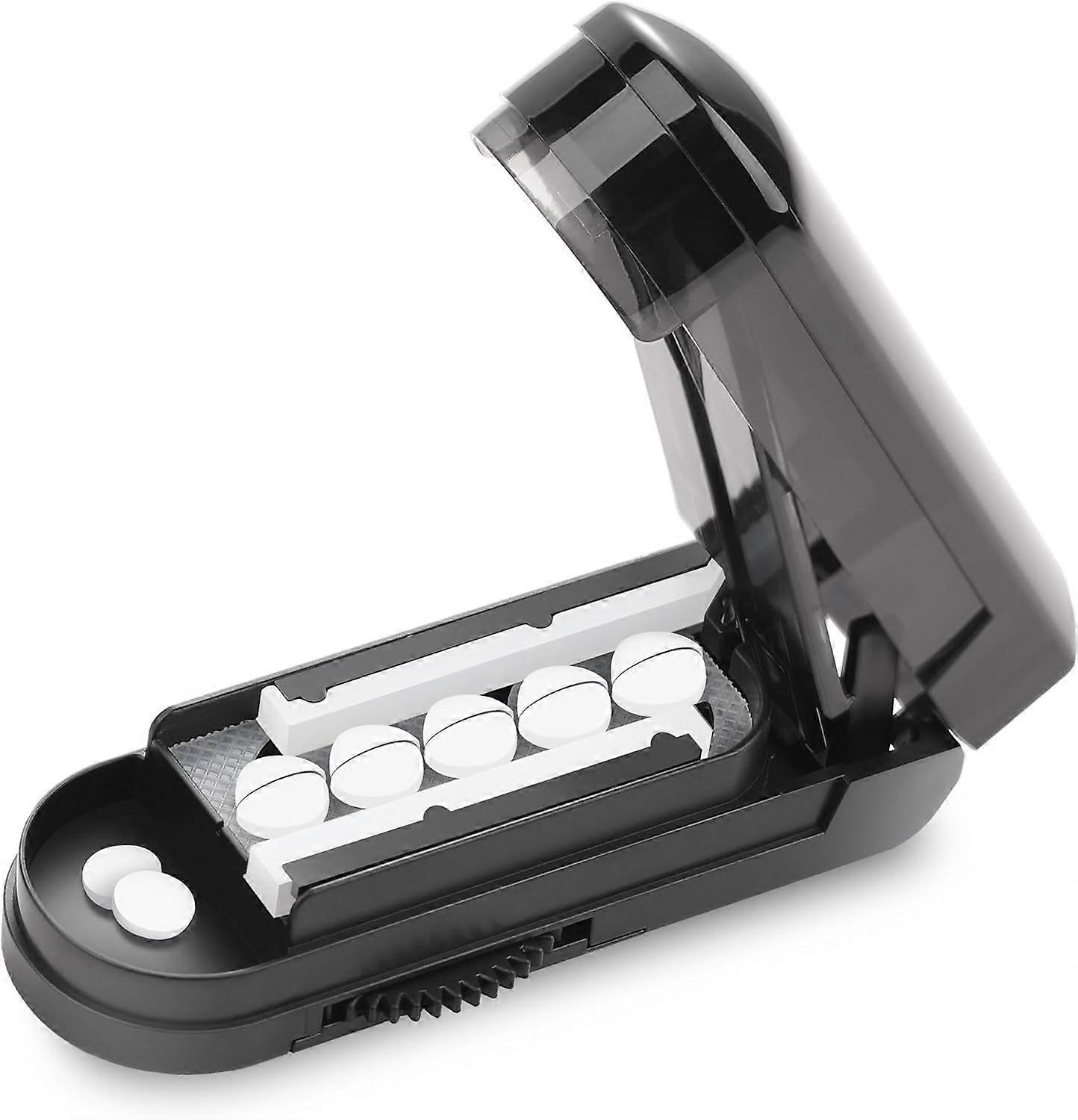 Pill Box Tablet Cutter Portable Travel Black 1pcs