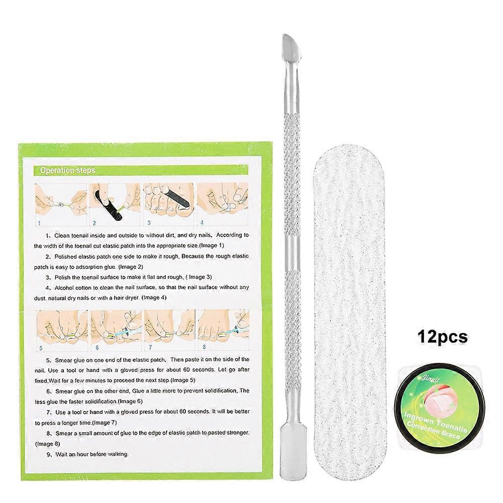 12 قطعة المهنية تصحيح الأظافر ملصق باديكير Paronychia استعادة أداة العناية بالقدم