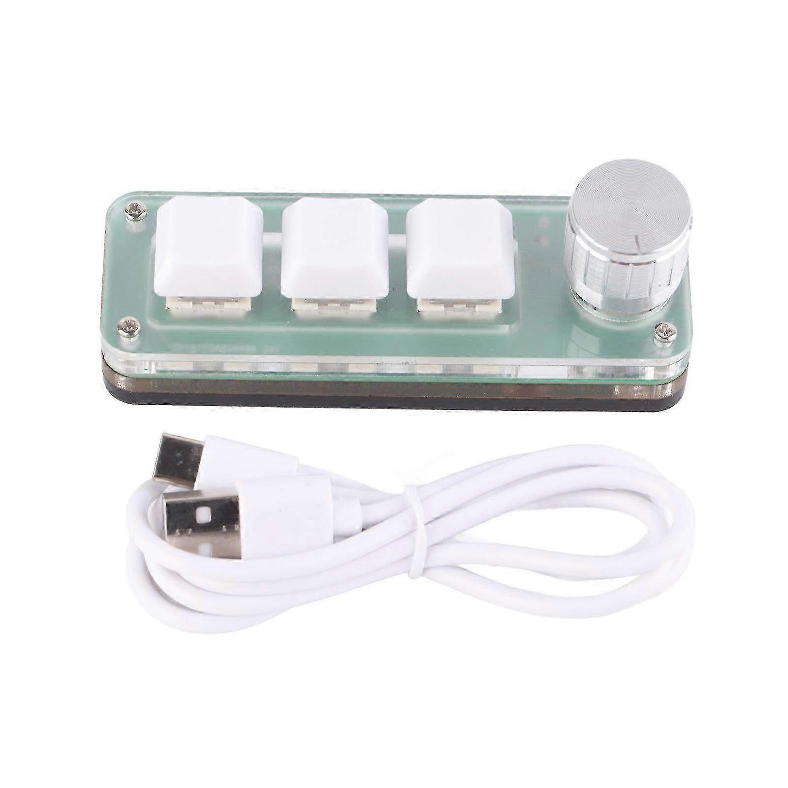 USB RGB Backlit 3-Key Keypad with Programmable Mechanical Knob - Detachable Cable OSU Keypad for Gaming & Office Use