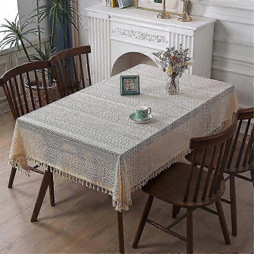 Bohemian Woven Tablecloth with Tassels for Dining Room Decor Non-Slip Elegant Design Stylish Hollow Weave