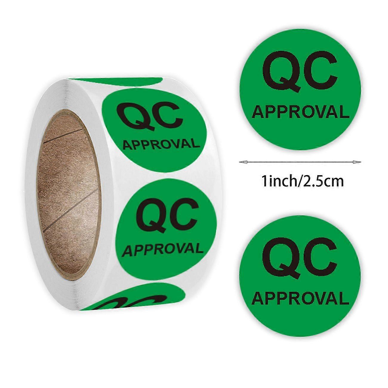 1 Roll Round Qc Inspection Adhesive Labels Stickers For Quality Controls Useful Black Text Qc Sticky Decal For Clear Visibility Quality Test Status La