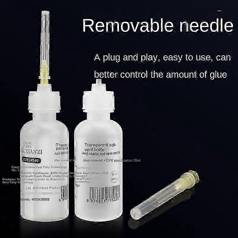 2025 Syringe Dispensing Solvent Bottle with Fine Nozzle Oil Injector for Repair, Alcohol, Flux Solution, Transparent Refill Bottles with Rosin Pigment