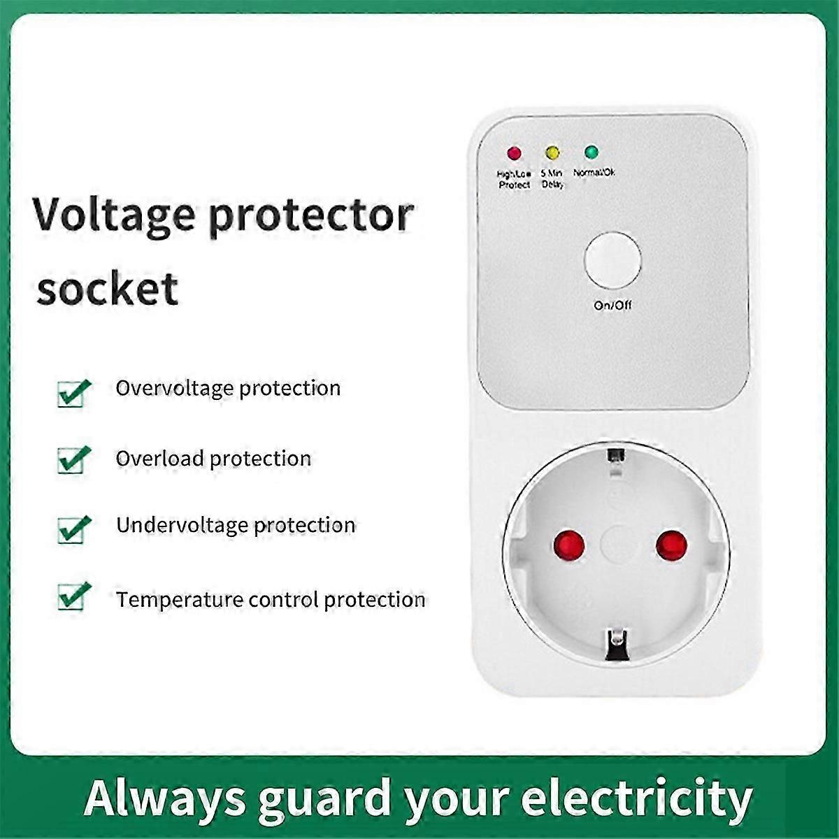 Protector Voltage Relay Electrical Socket, for Home Appliance EU Plug