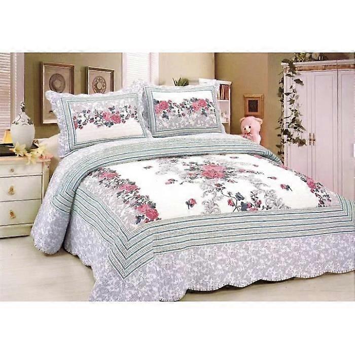 Bedspread 80% cotton Printed + Real patchwork 230 x 250 cm + 2 quilted pillowcases