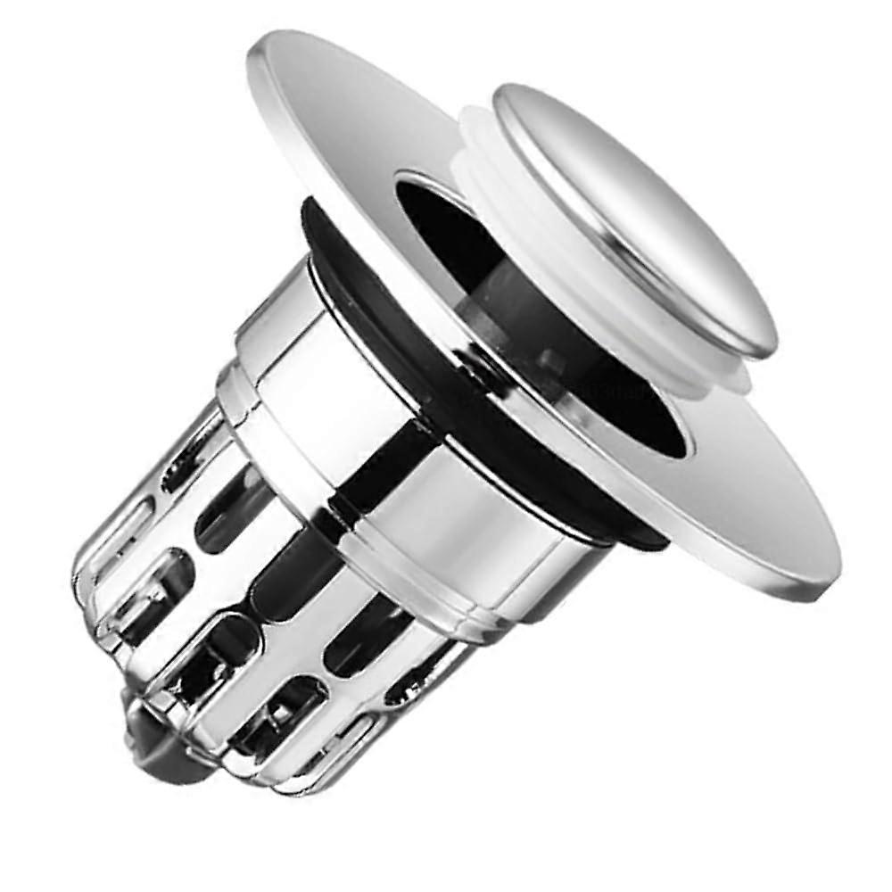 Bathroom sink stopper, popup drain filter, anticlogging, drain sieve for quick sealing and water drainage, silver
