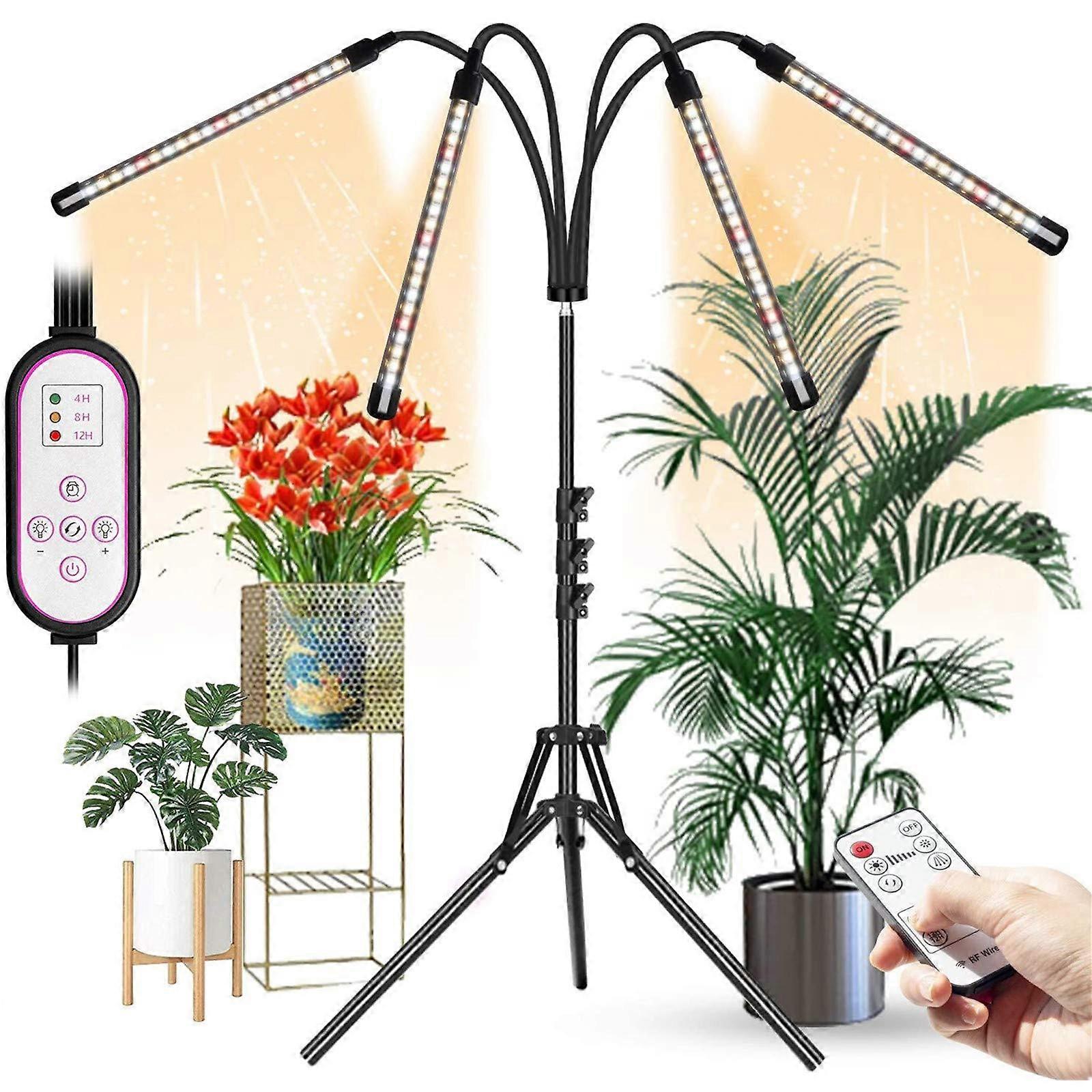 Grow Lights With Stand 80 LEDs Full Spectrum Plant Light Dual Controllers For Indoor Plants Tripod Adjustable 28-155 Cm