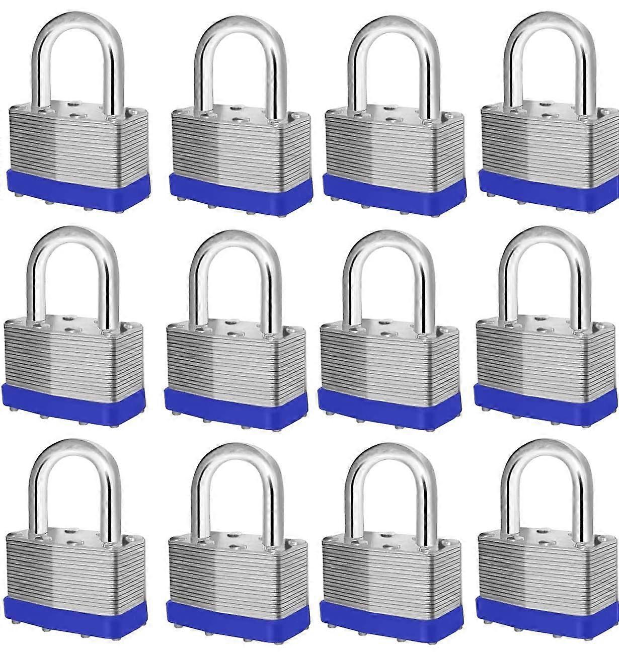 12 KeyedAlike Padlocks, 24 Keys, Hardened Steel, 40mm for Sheds, Fences, Locker 12 Pack Ref: 7443