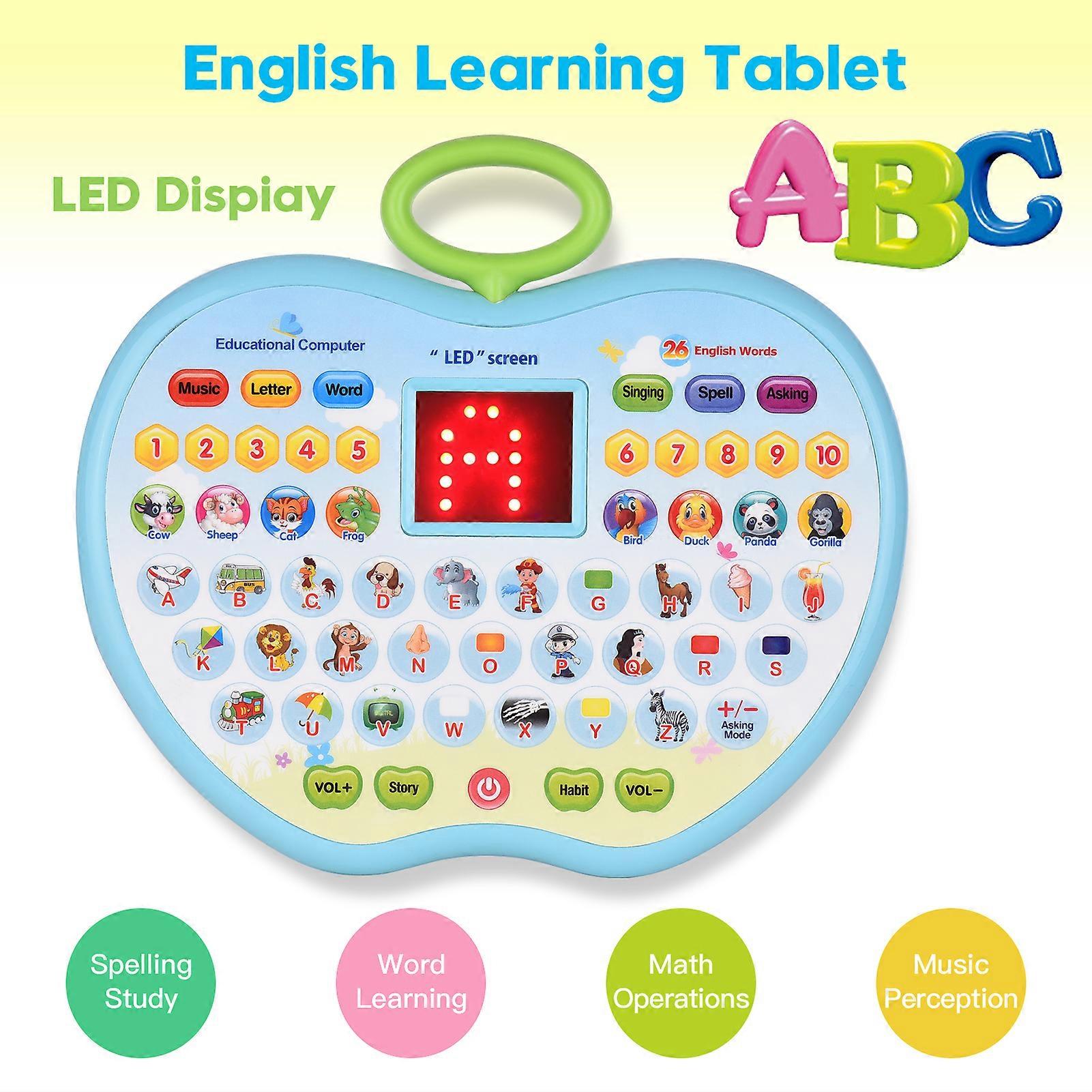 Early Educational Toy Learning Tablet Toddler Computer Toy with LED Screen Display 8 Learning Modes Gift for Age 3-6 Kids