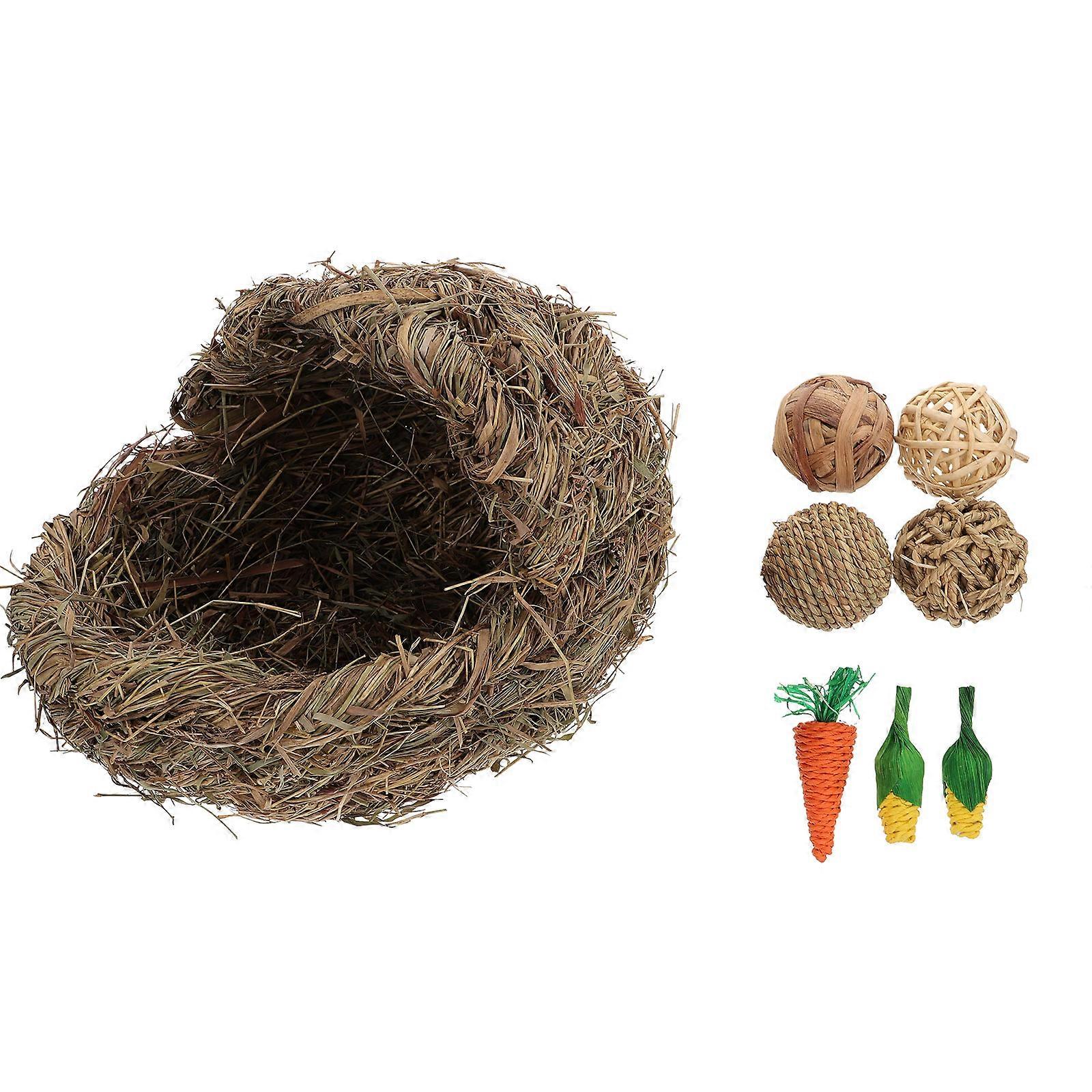 Grass House Rabbit Indoor Use Assorted Color Material Resting Place 1Set