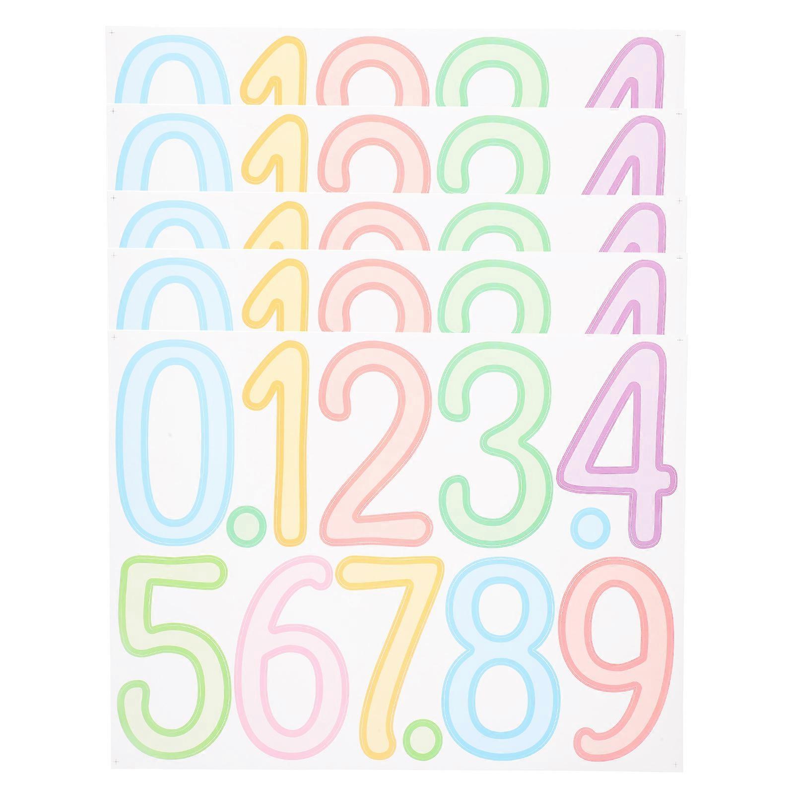 Vinyl Number Stickers Self-Adhesive for Mailbox Identification Harsh Weather Conditions Assorted Color 5 Sheets