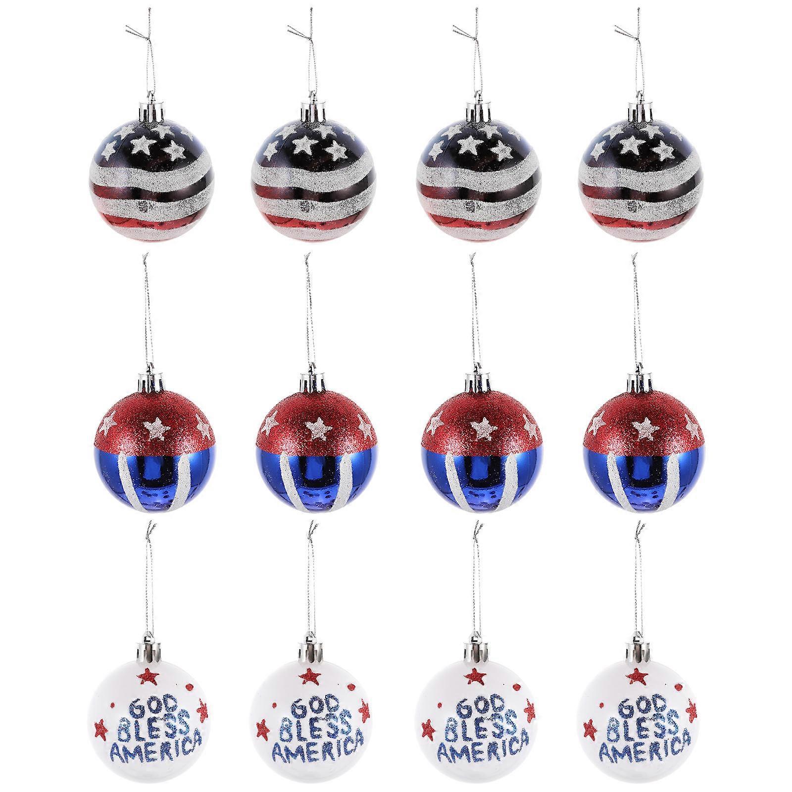 12pcs Independence Day Balls Ornaments Hanging Pendants Party Decorative Props