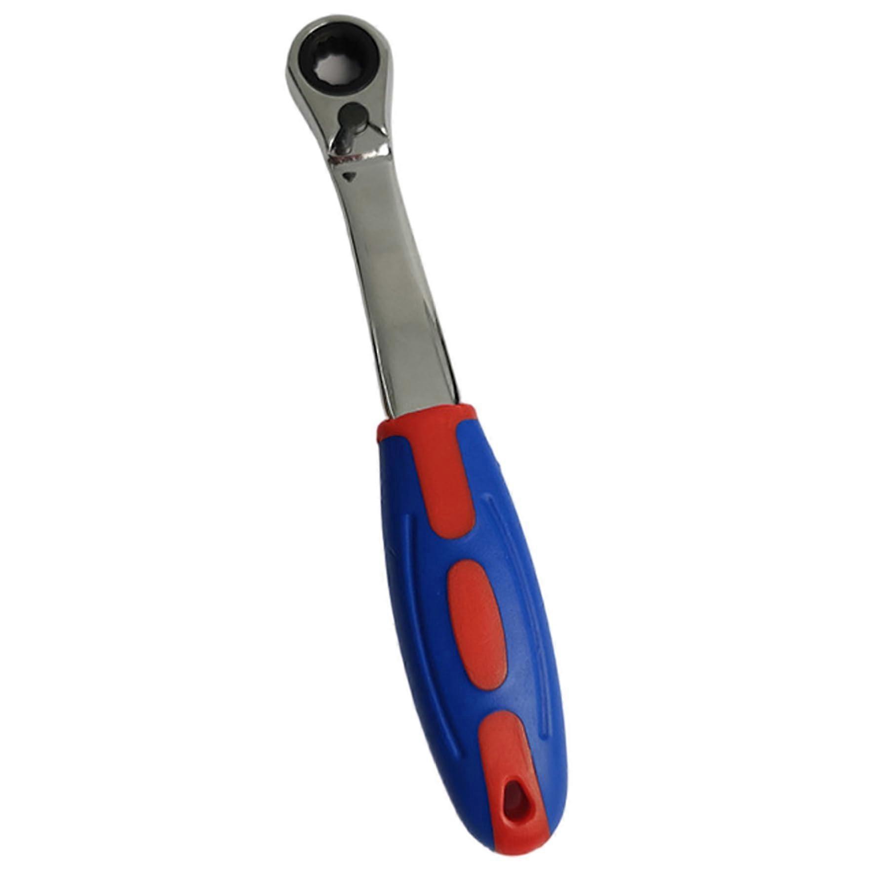 19mm Ratcheting Wrench with Plastic Handle, Quick-Release Reversible Mechanism for Tightening or Loosening Nuts and Screws