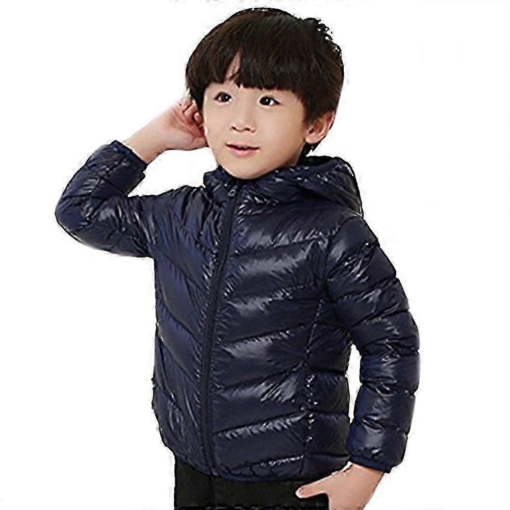Child Thin Light Stripe Down Coat Warm Hooded Boy Girl