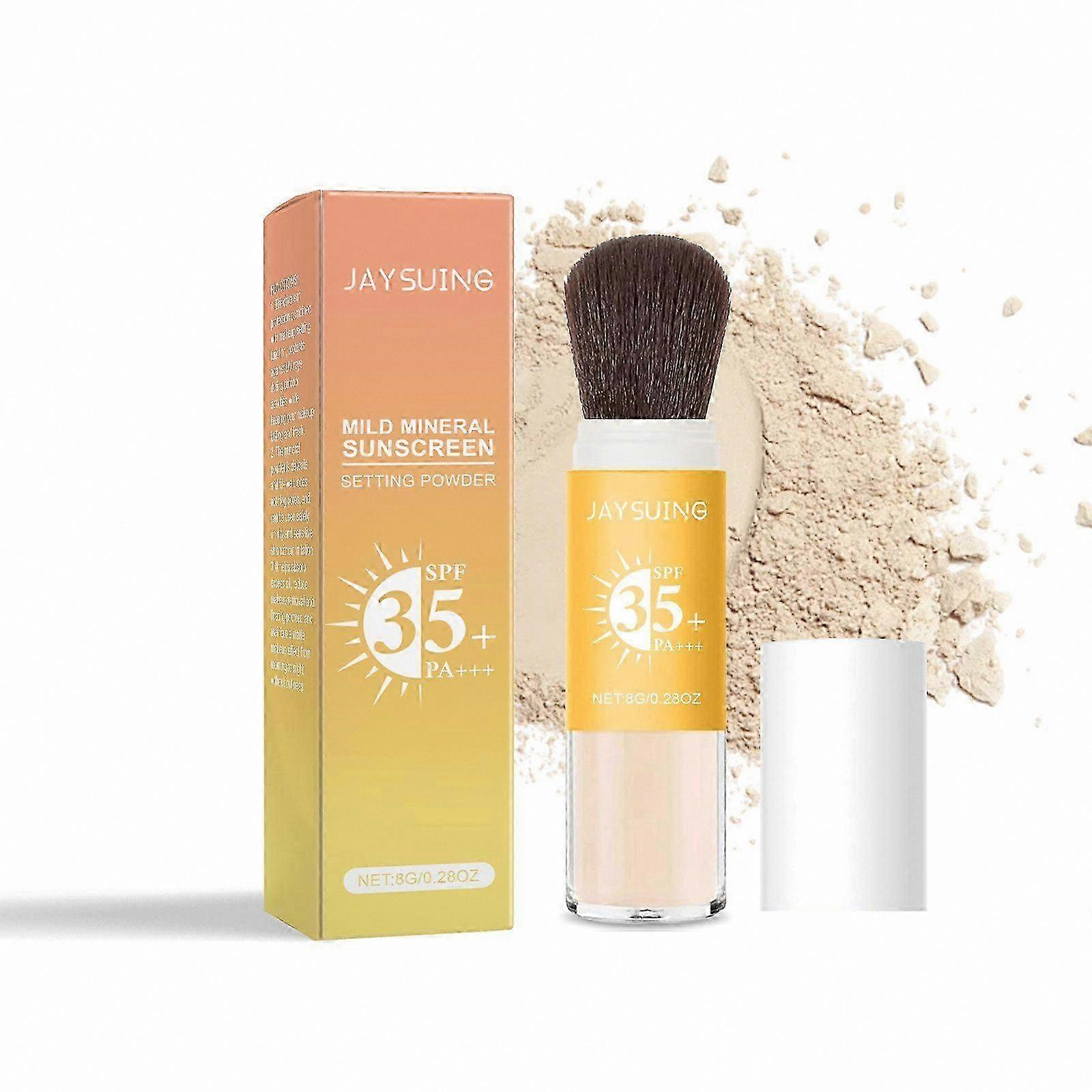 SPF 35+ Mineral Powder Sunscreen for Face & Scalp, Oil-Control, Lightweight, Long-Lasting Formula with Brush Applicator