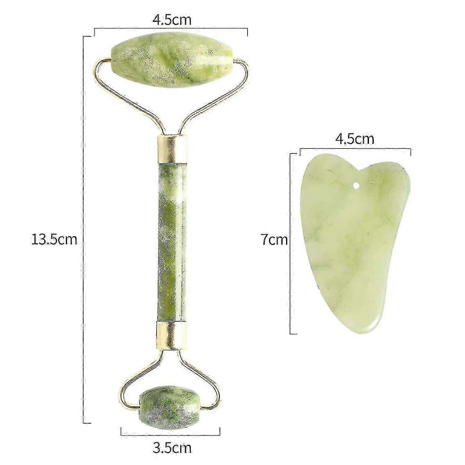2 Pcs Jade Roller And Gua Sha Scraping Massage Tools For Face