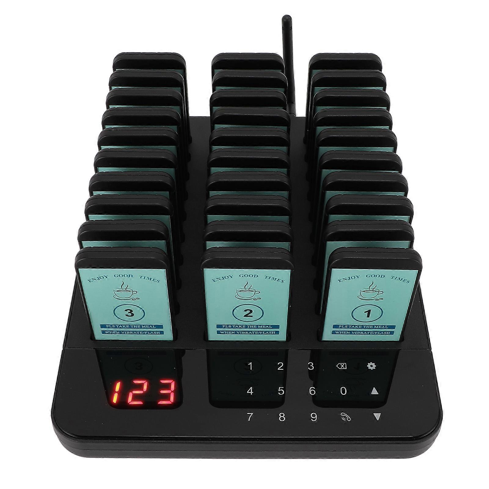 1-30 Wireless Calling System with Vibration Buzzer Flash, 500M Range, AU Plug
