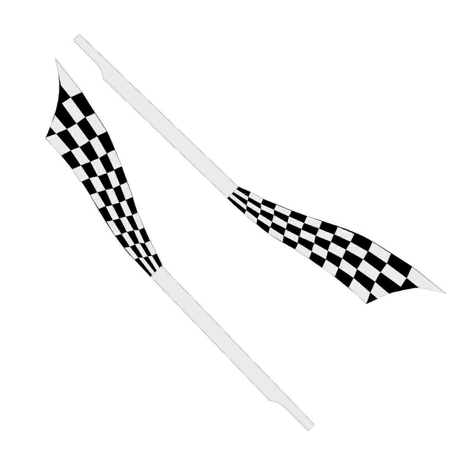 2pcs White Checkered Stripe Car Decal Waterproof Self-Adhesive
