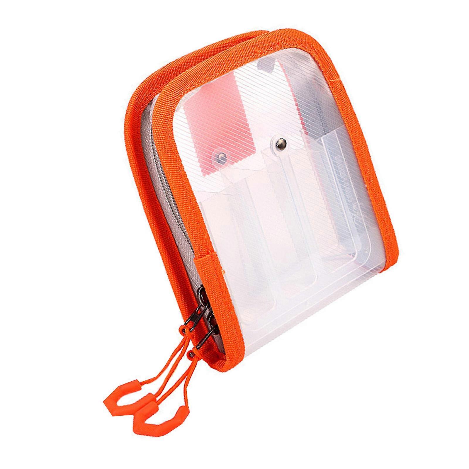 6 Compartment Fishing Tackle Organizers with 2 Way Zippers for Squid Hook Baits Clear Squid Jig Lure Hook Storage Case  Orange