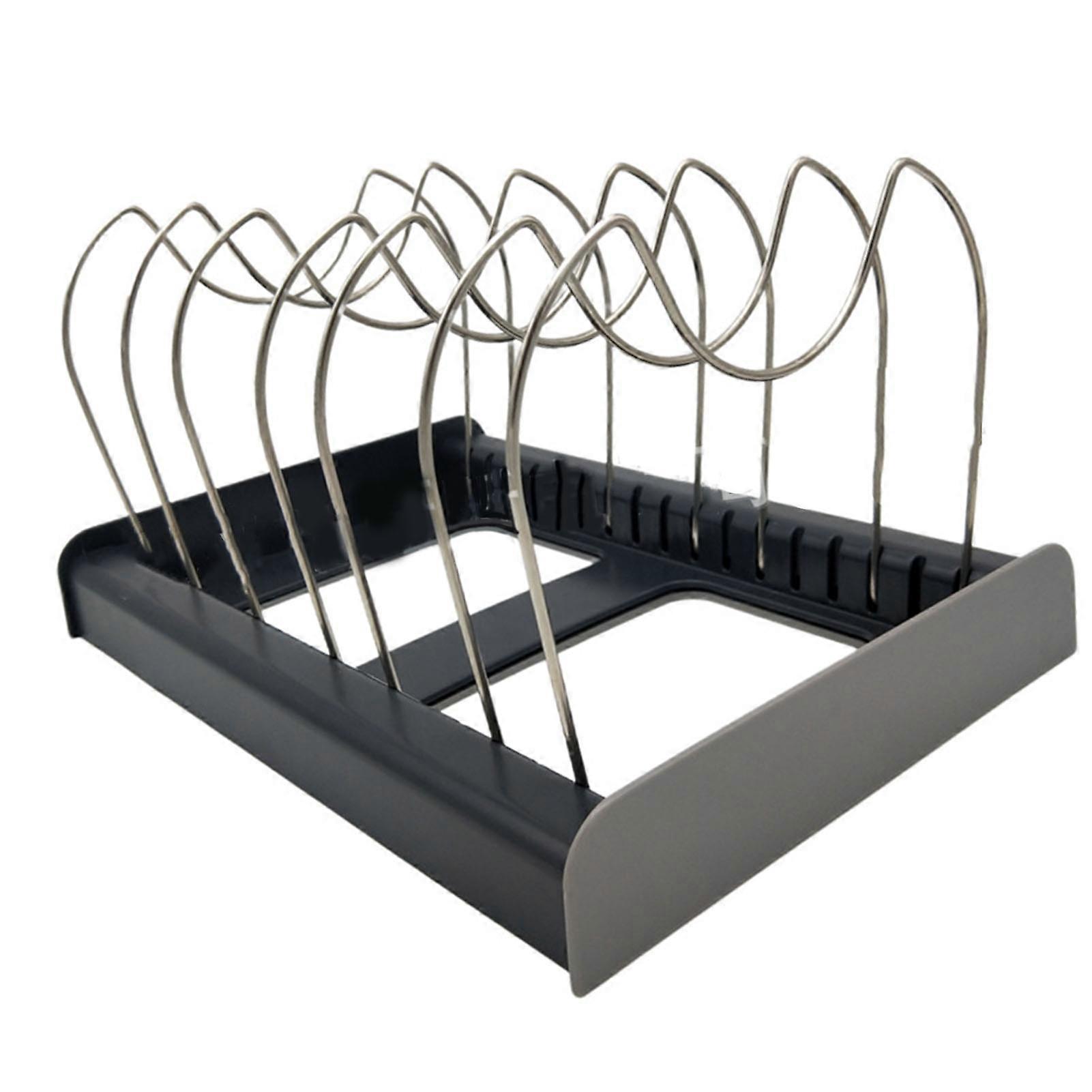 Expandable Adjustable Pot Lid Holder Rack Stainless Steel Plastic
