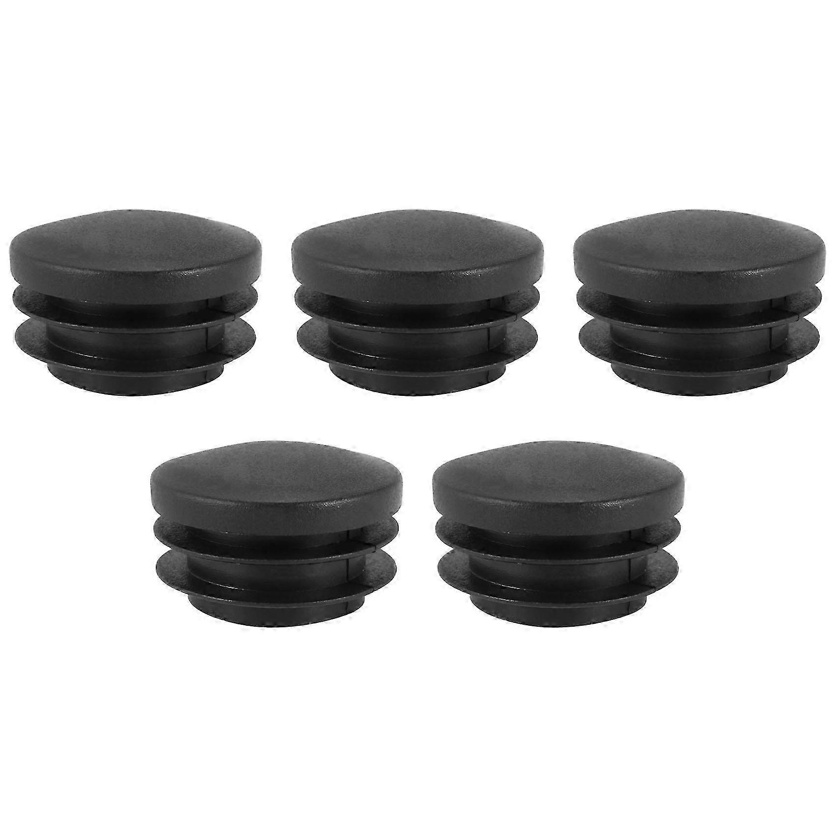 35mm Black Plastic End Caps for Round Tubes - 5-Pack
