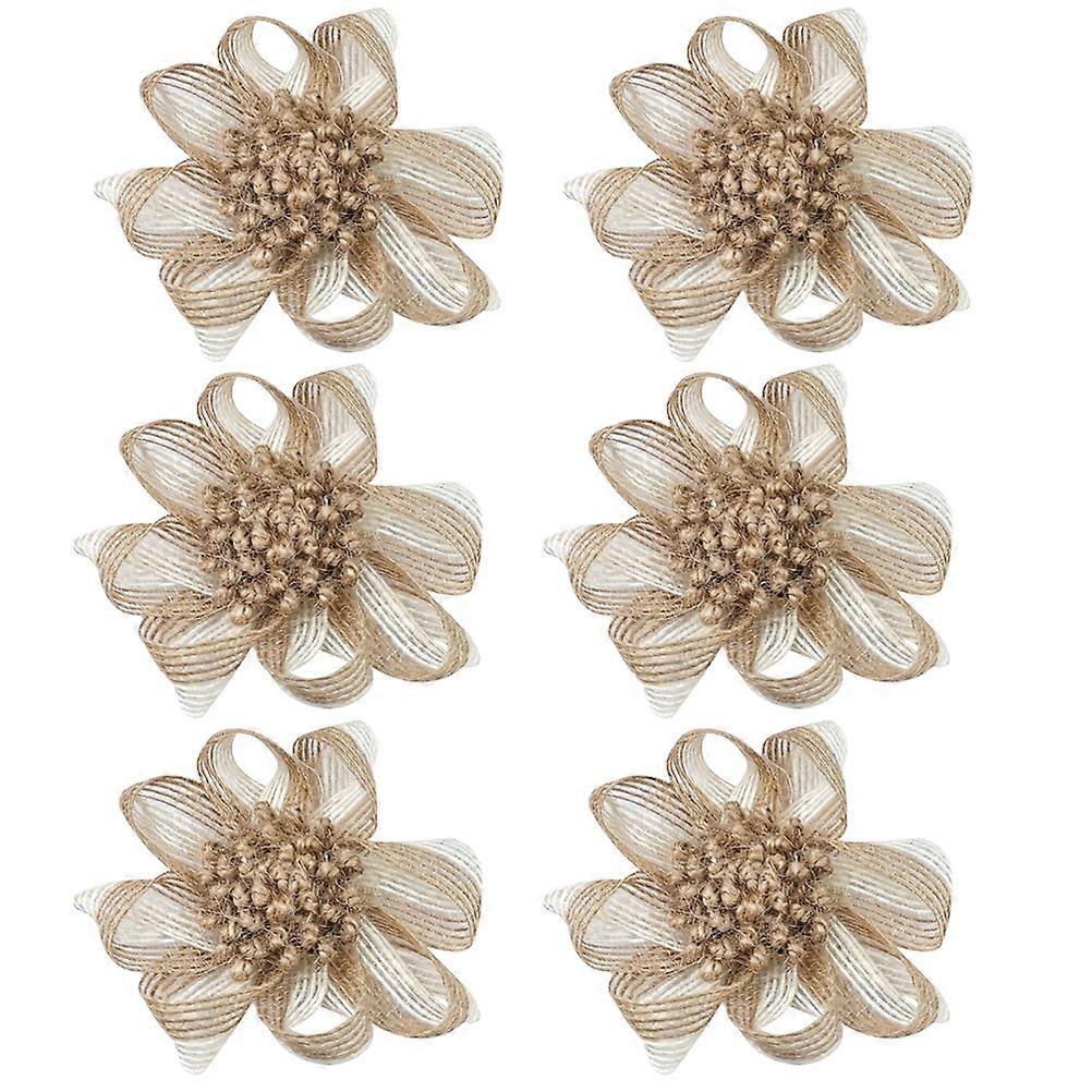 Handmade Jute Flower Decorations for Decor 6Pcs DIY Artificial Flowers