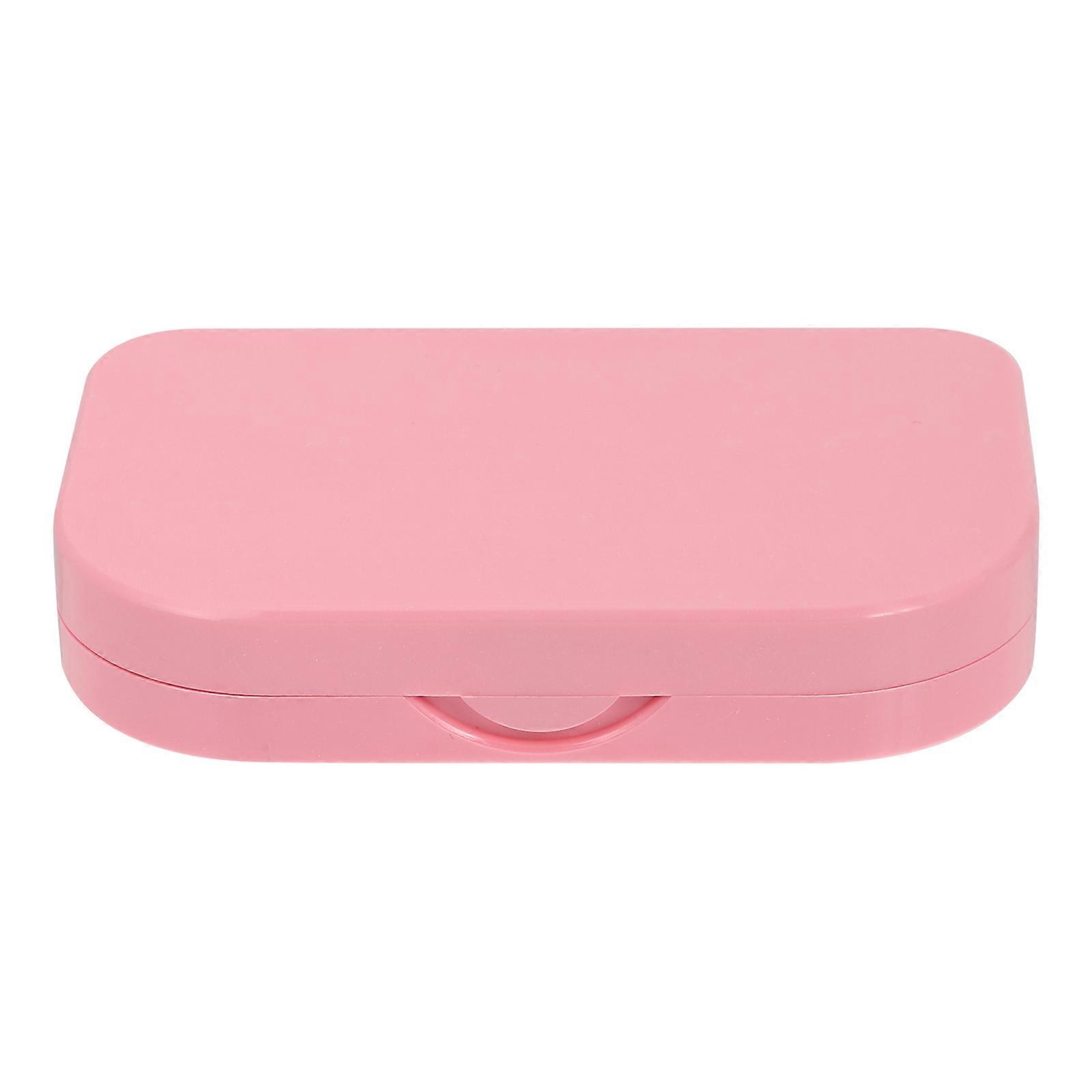 Pink Plastic Eyelash Organizer with Mirror for Home Use Compact Size Lightweight Portable