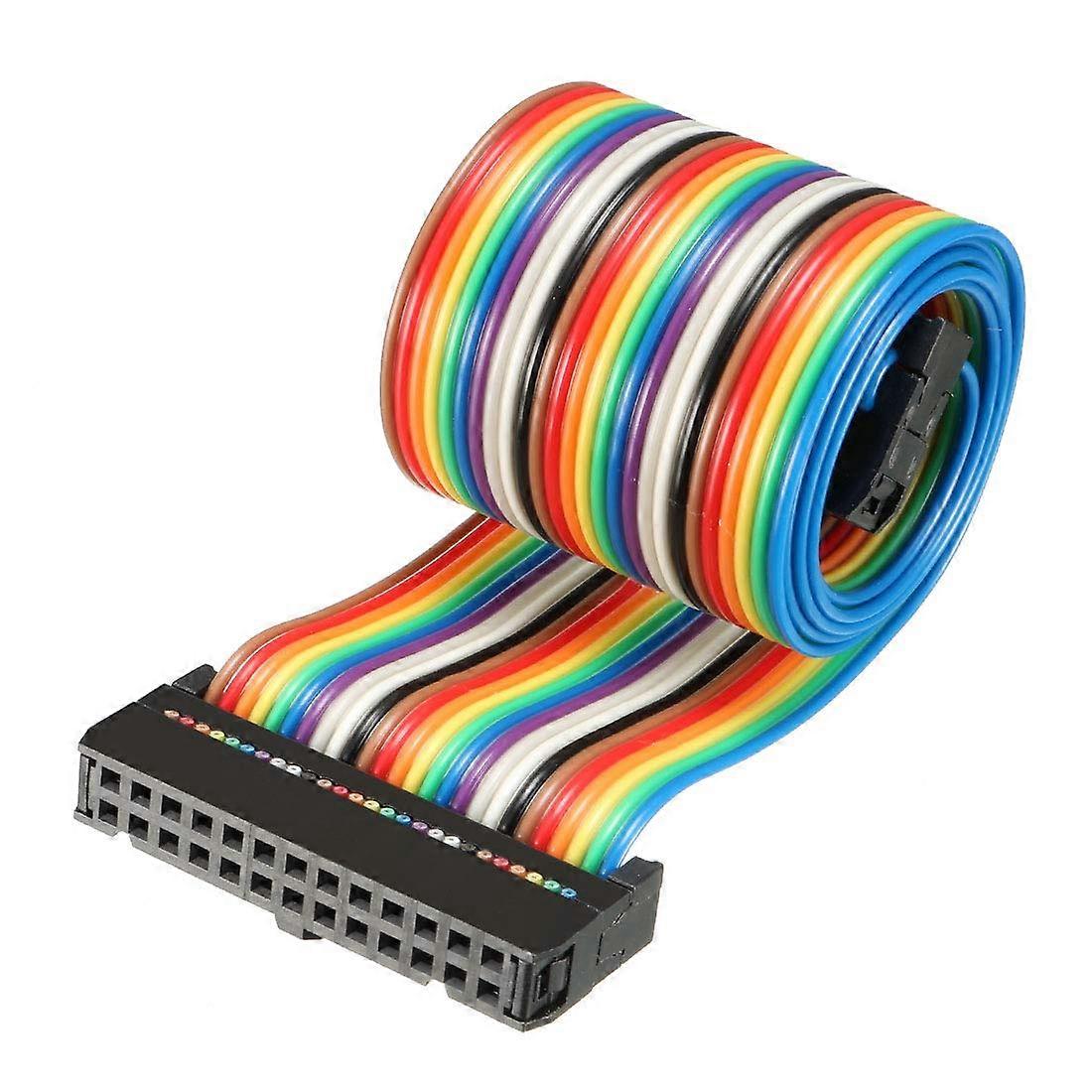 IDC Rainbow Wire Flat Ribbon Cable 26Pin 48cm Length 2.54mm Pitch TypeC Connector