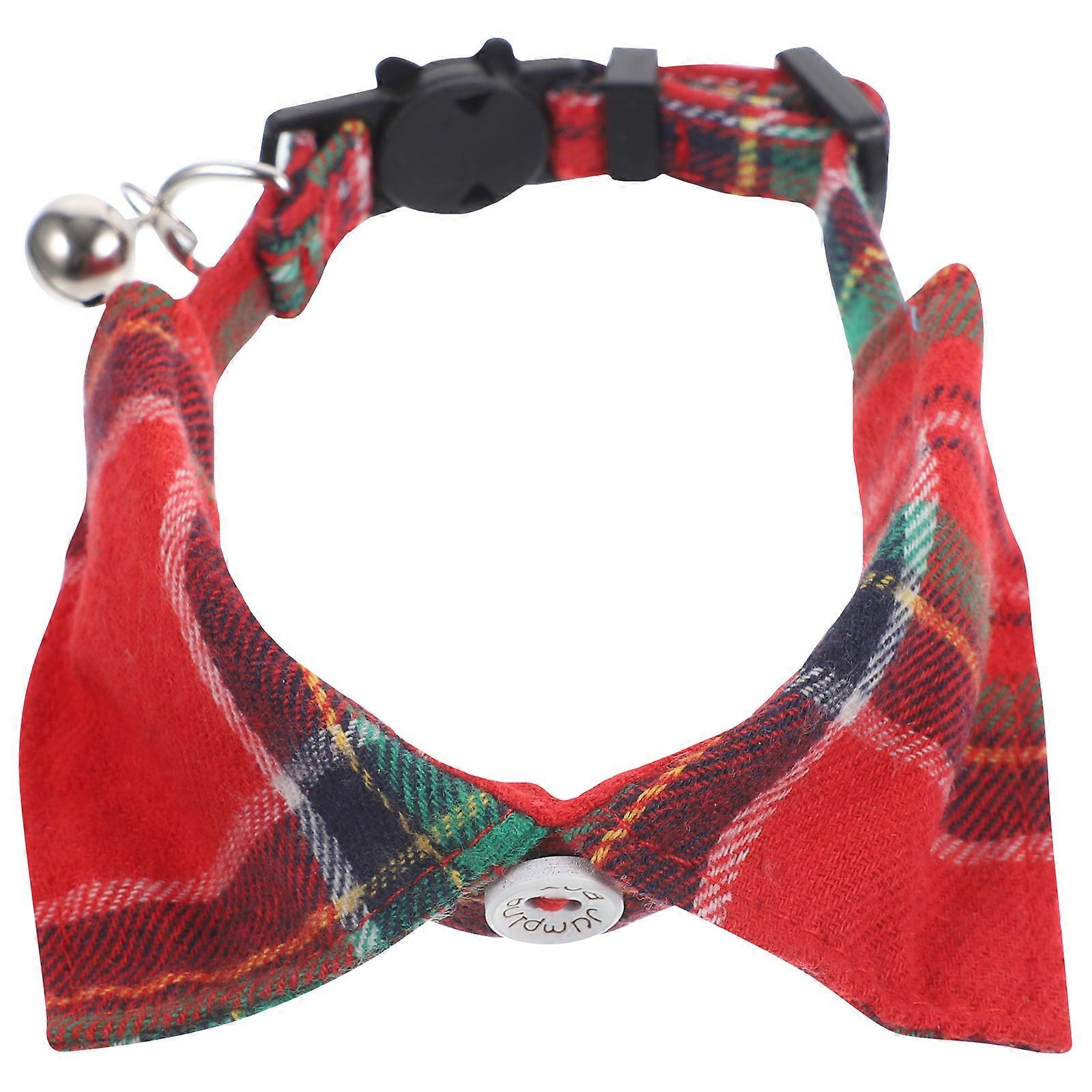 Red Cloth Cat Collar with Bell for Pet Use Stylish and Breathable Design Suitable for Photos and Daily Wear Adjustable