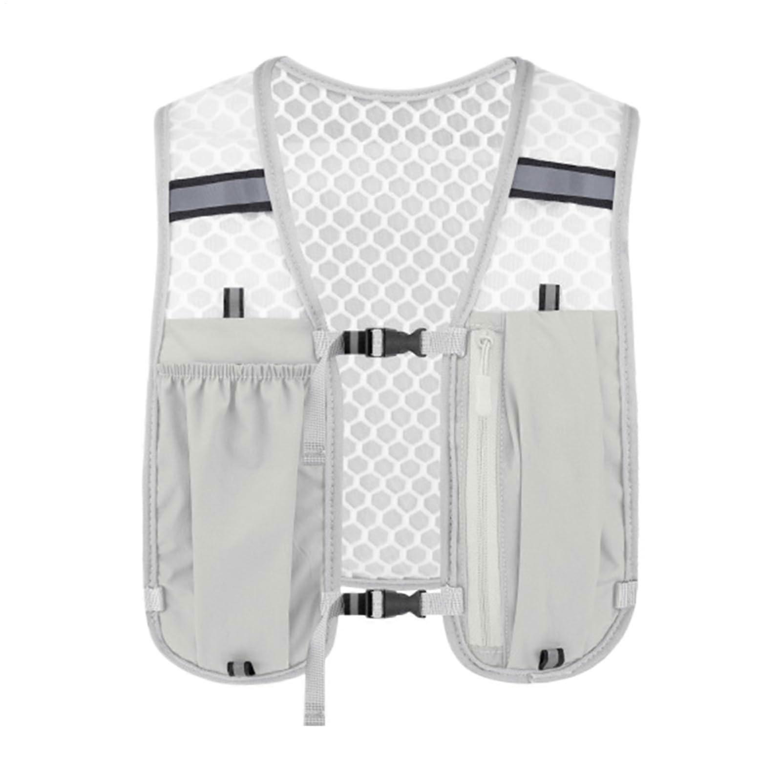 Race Hydration Vest Women's Running Lightweight Breathable Vest With Integrated Bubble Hydration, Grey Phone Pocket