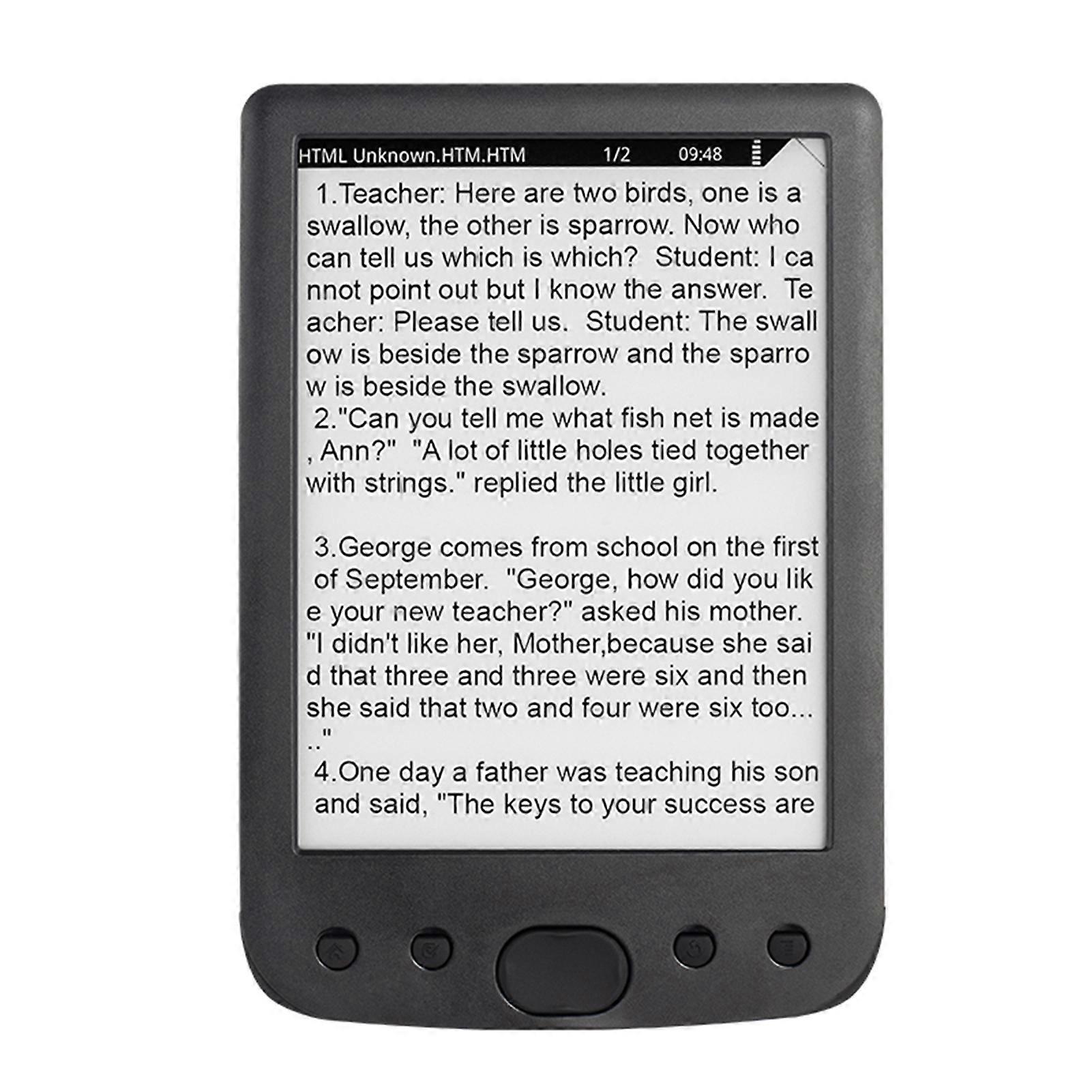 6" E-Book Reader 4/8/16GB Black E-Ink Screen Eye-Friendly Portable