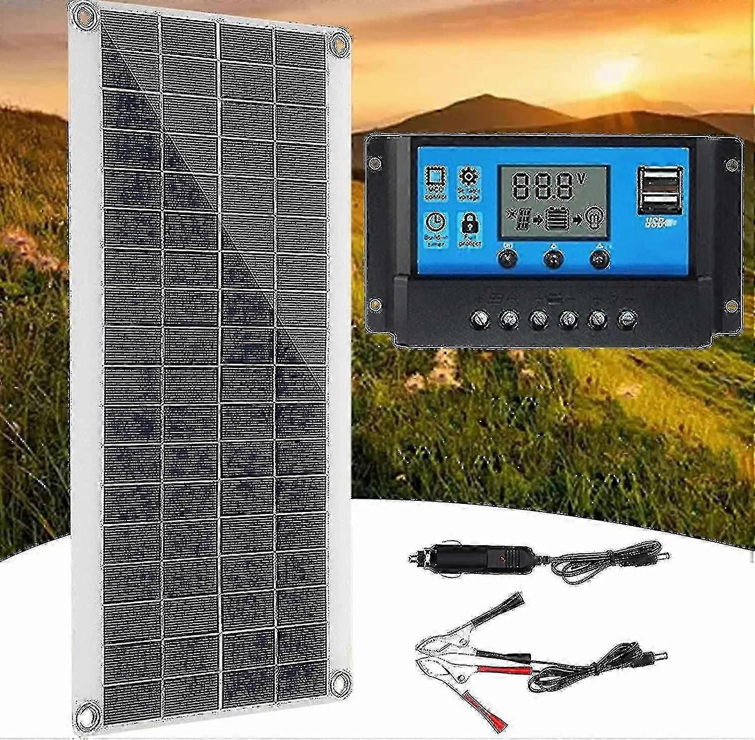 300W 12V Solar Panel Kit with 60A Charge Controller for RV Battery Charging System