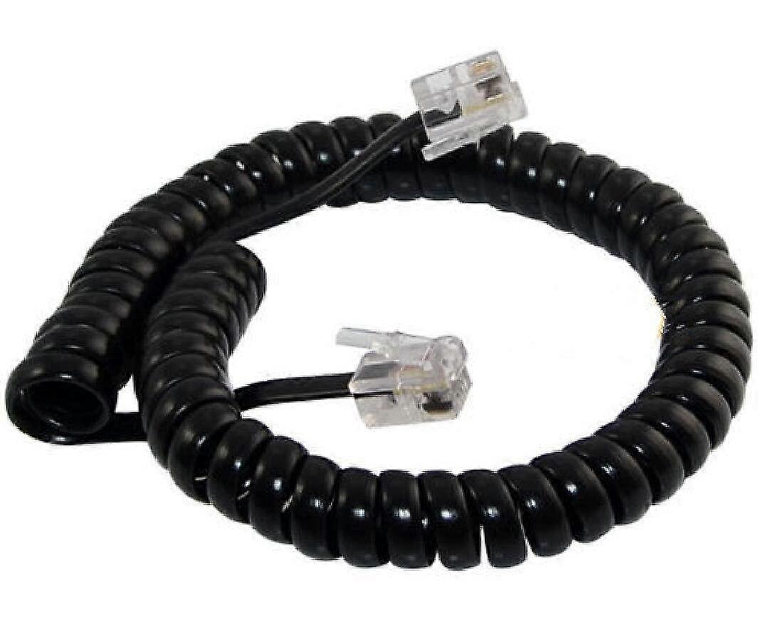 Coiled Telephone Handset Cord RJ9 4P4C Connector Black 5 Pack Compatible With Desk Phones