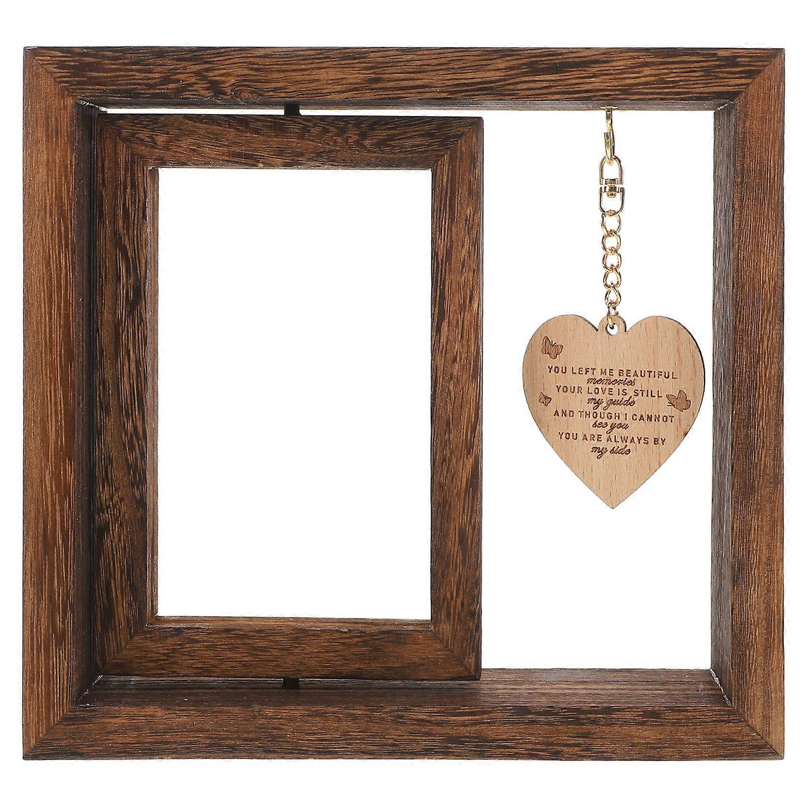 Rustic Retro Wooden Picture Frame for Pet Memorial 2Pcs Rotatable