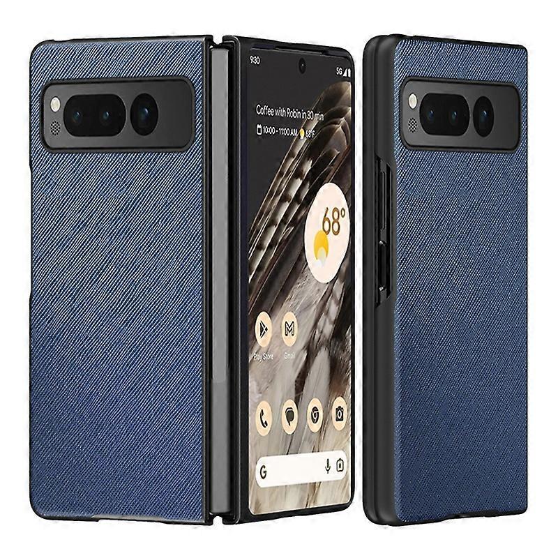For Google Pixel Fold Cross Texture Rubberized Case PU Leather+Hard PC Shockproof Phone Cover