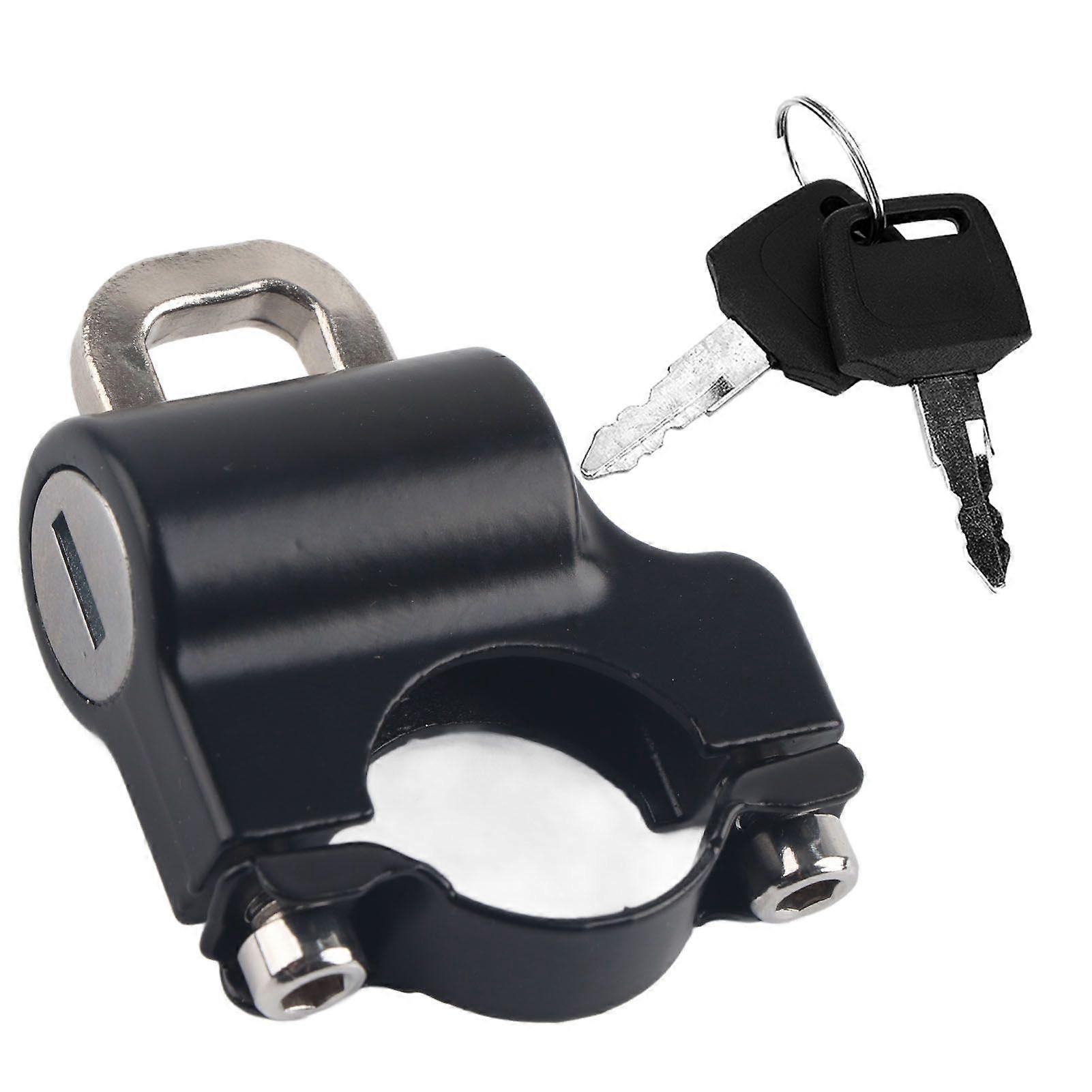 22mm Handlebars Universal Motorcycle Helmet Security Lock Padlock with 2 Keys (Black)