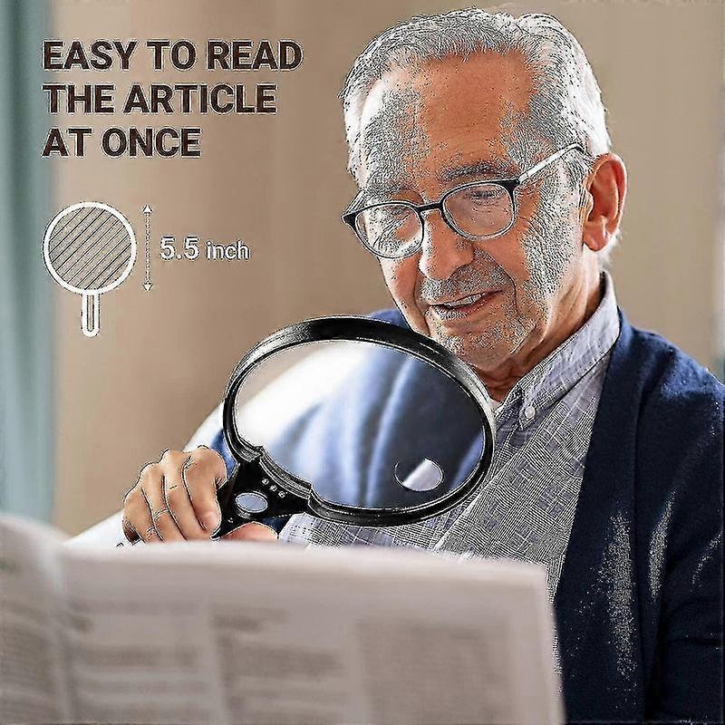 Extra Large Led Handheld Magnifying Glass With Light - 2x 4x 25x Lens Zoom Lightweight Shatterproof Magnifiers